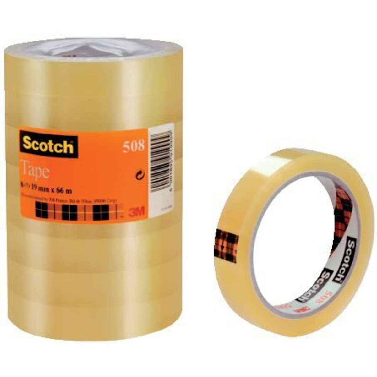 SCOTCH Klebepad Klebeband Transparent 508 PP 66 m x 19 mm 8 Rollen.