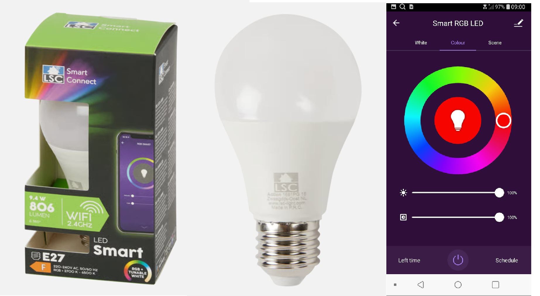 ZD Trading LED-Leuchtmittel LSC Smart LED-Lampe E27 rgb/w 806 Lumen Connect Intelligente, E27