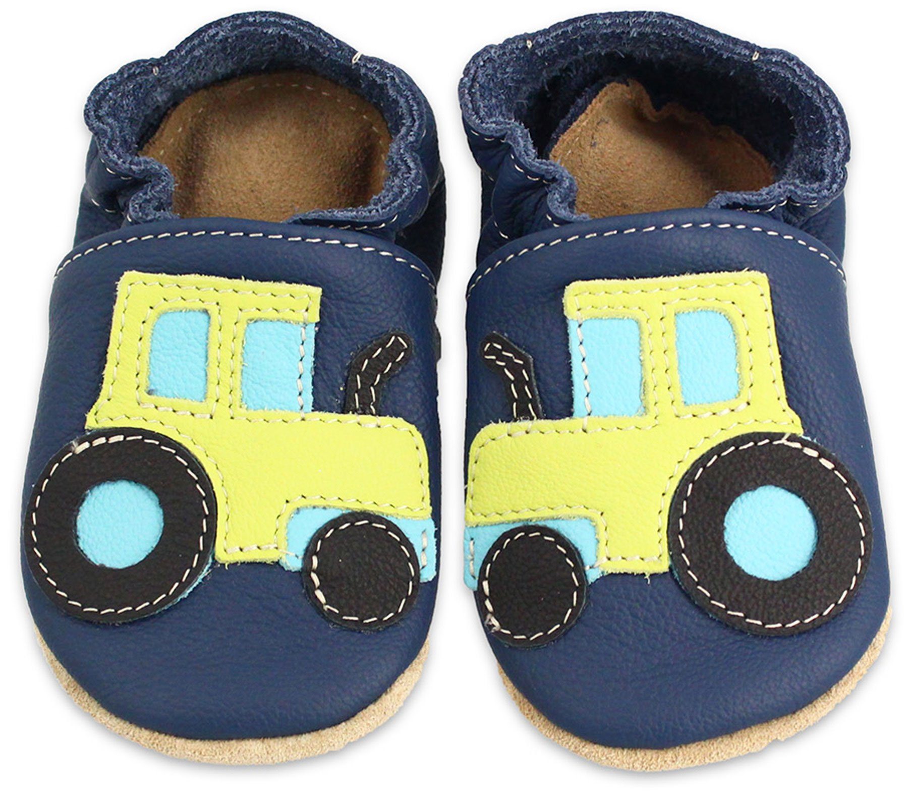 Beck Krabbelschuh Trecker Krabbelschuh (weiche, leichte, flexible Schuhe, für die allerersten Schritte) seitliche Gummizüge, weiches chromfrei gegerbtes Leder