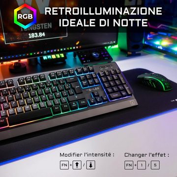 THE G-LAB LED Hintergrundbeleuchtung Tastatur- und Maus-Set, Kabellose,Tungsten Combo mit blitzschnellen Reaktionen,Präzisen Tasten