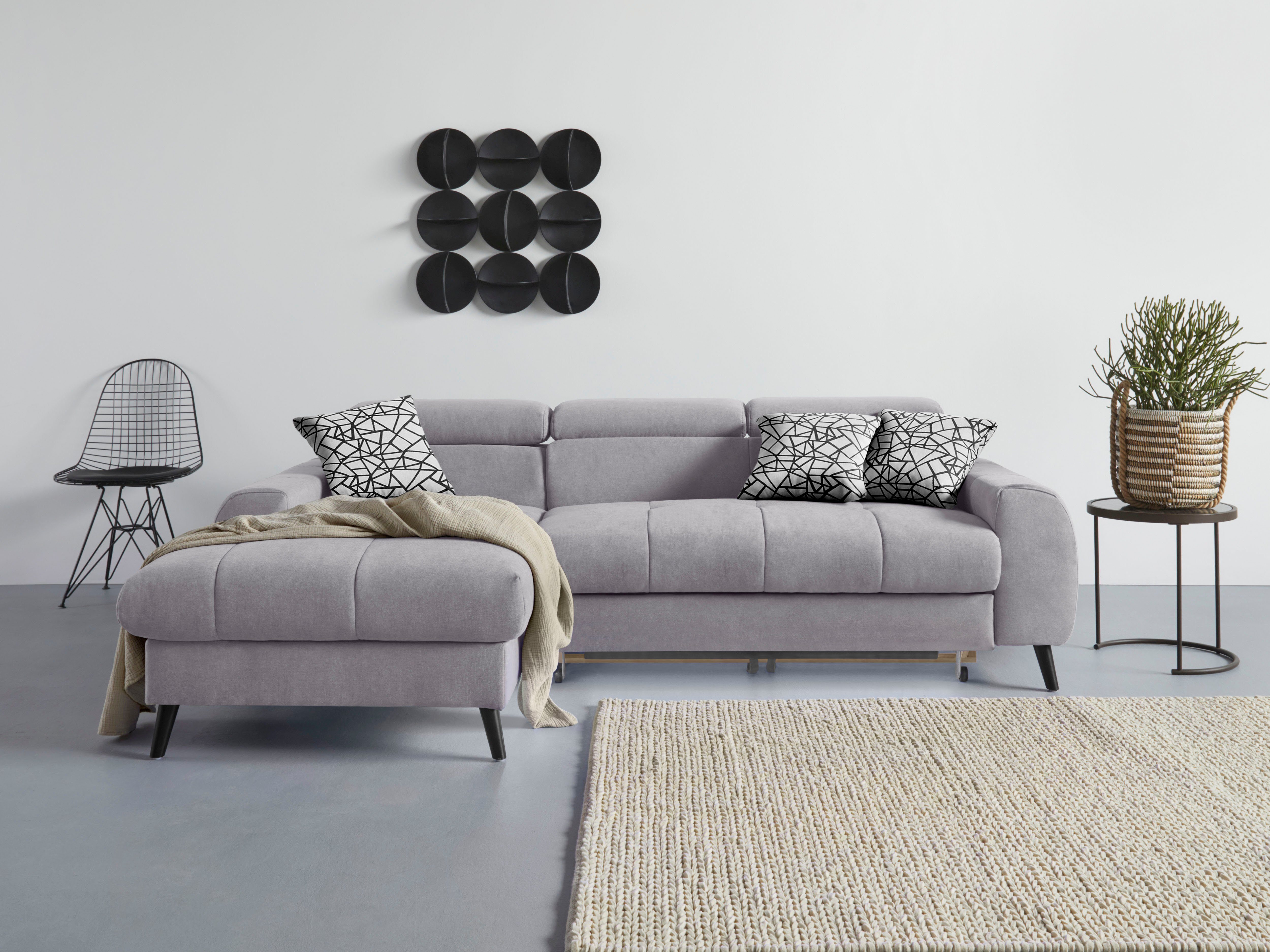 COTTA Ecksofa "Mia L-Form mit 3 Zierkissen", wahlweise mit Bettfunktion, Be günstig online kaufen
