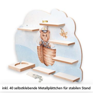 Kreative Feder Wandregal MUSIKBOX-REGAL Kapitän Teddy, für TONIE-BOX und TONIES inkl. 40 Metallplättchen