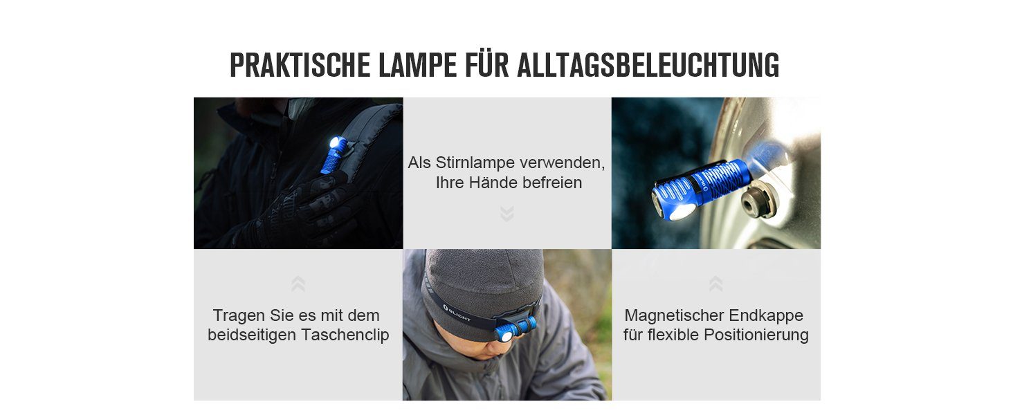 Blau Taschenlampe Perun LED Multifunktionslampe, OLIGHT IPX8 für und Nachtläufe, 2 Olight Mini Wandern, Campen