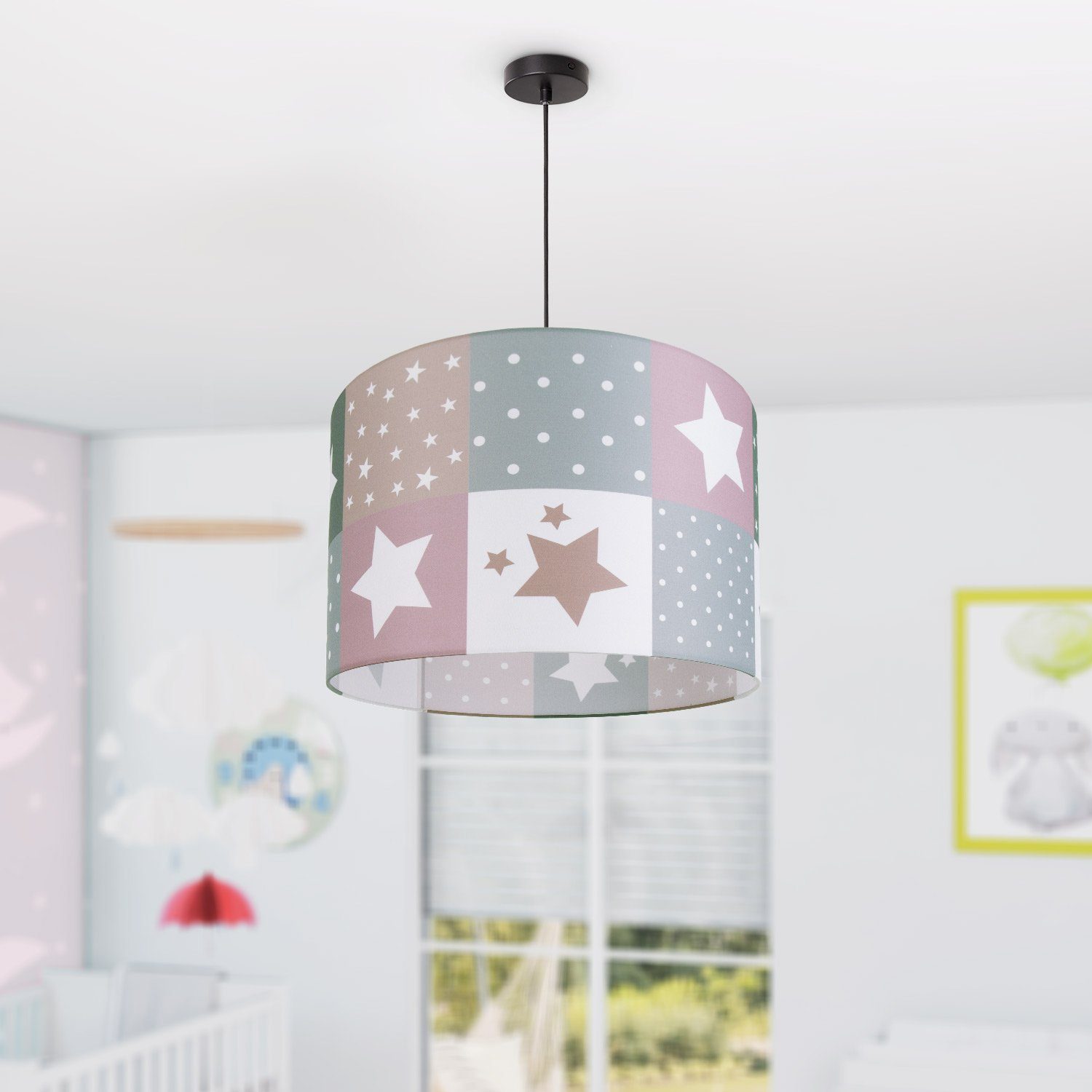 Paco Home Pendelleuchte Cosmo 345, ohne Motiv Lampe Kinderlampe Leuchtmittel, Sternen LED E27 Kinderzimmer Deckenlampe