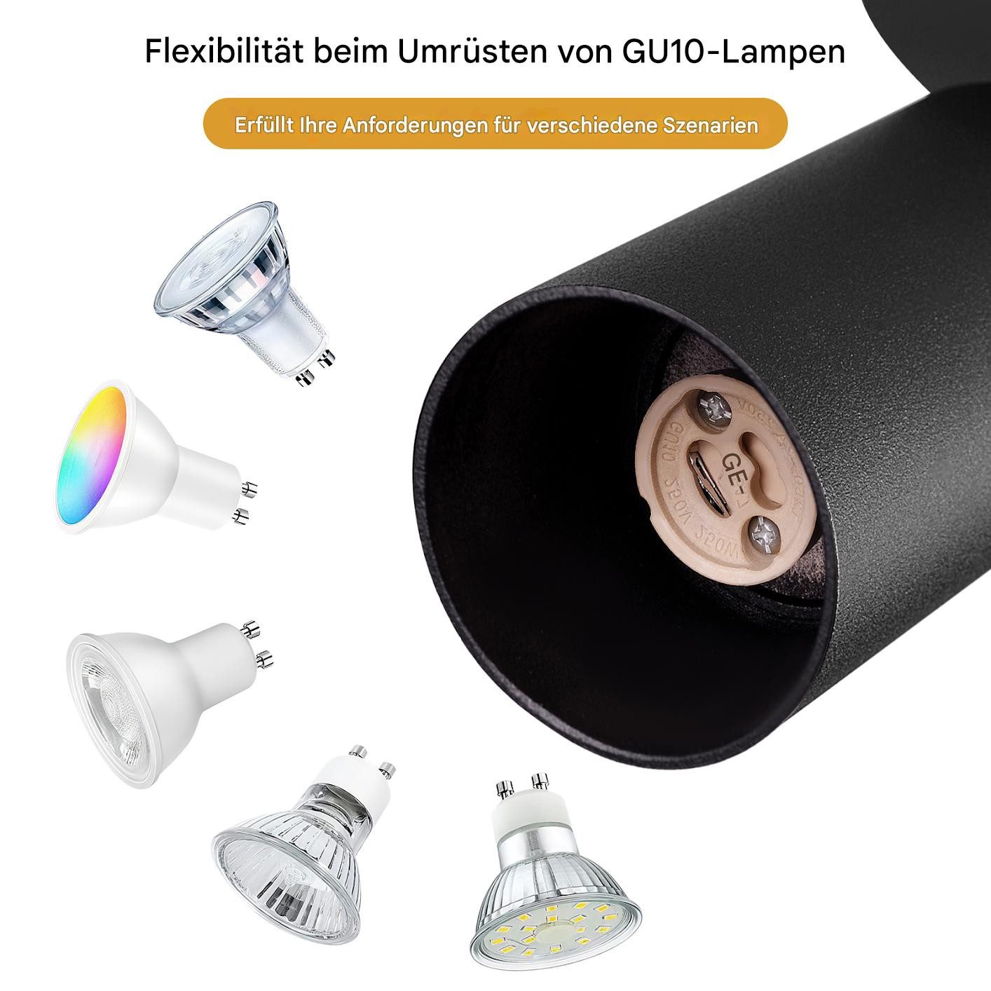 STANBOW Deckenstrahler LED-Deckenstrahler 1/3 Fassung GU10 Deckenleuchte 350° drehbar, ohne Leuchtmittel, Tageslichtweiß, Warmweiß, Einfache Installation,warmweiß,2 Befestigungsmöglichkeiten, Büro 2St.