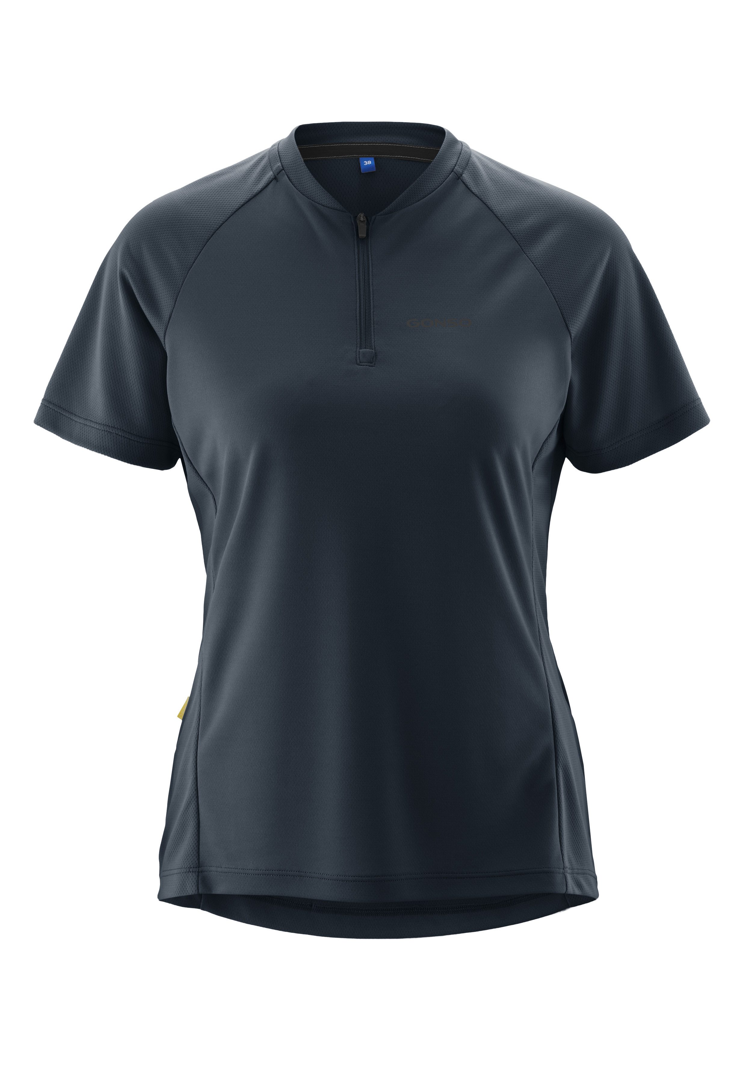 Gonso Radtrikot SITIVO Jersey Blue W Damen Fahrradtrikot mit Rückentasche, Half-Zip Trikot, Loose Fit