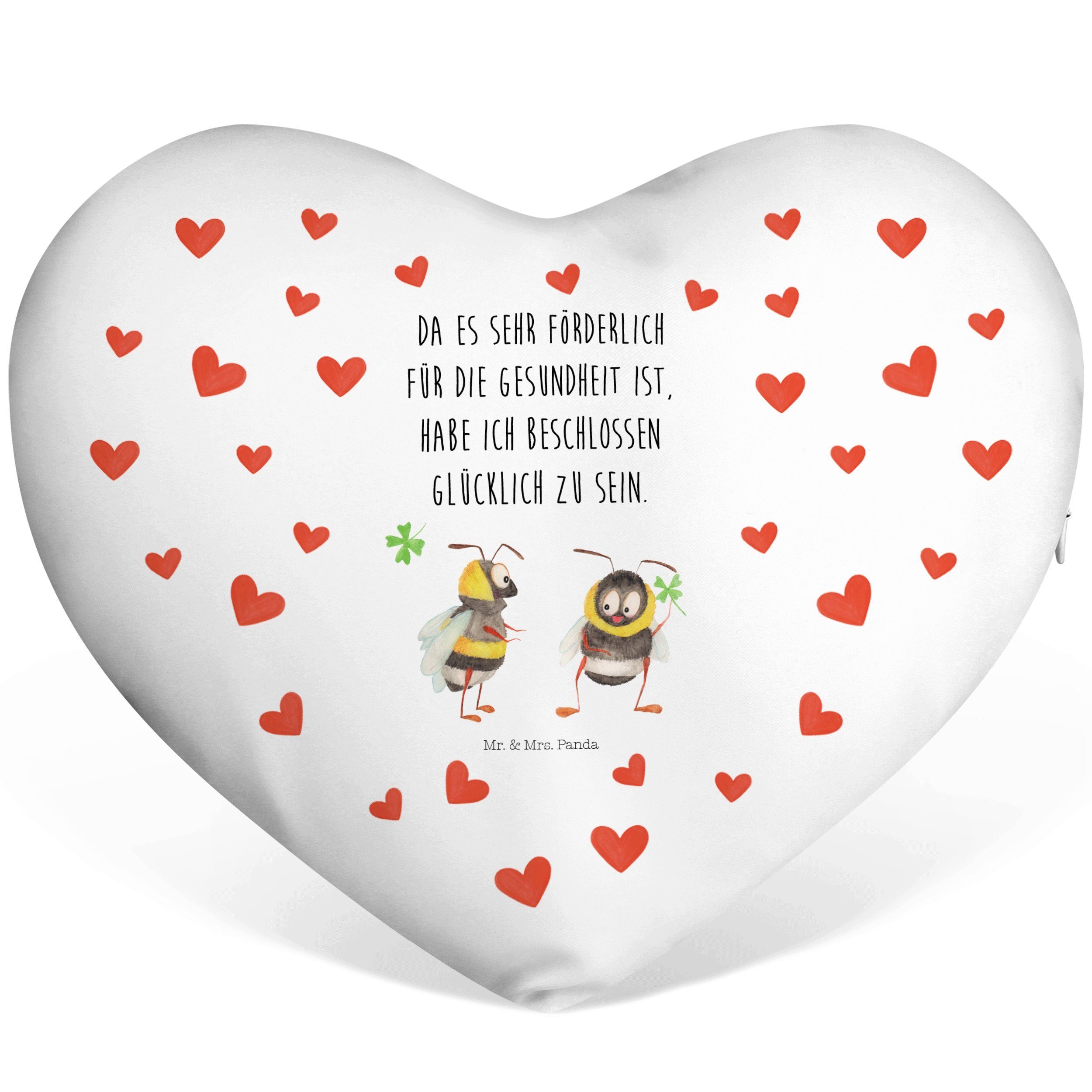 Mr. & Mrs. Panda Dekokissen Hummeln mit Kleeblatt Weiß Geschenk
