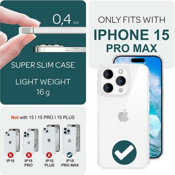 Nalia Smartphone-Hülle Apple iPhone 15 Pro Max, Klare Harte Hülle / Transparent / Anti-Gelb / Kratzfest / Clear Cover