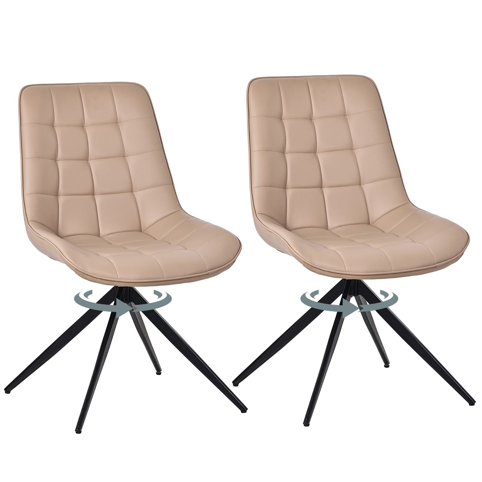 HOMAVO Esszimmerstuhl YZ4 2 Stick mit Drehfunktion in Lederoptik oder Stoff, 360° drehbar, mit Schaumstoff gepolstert