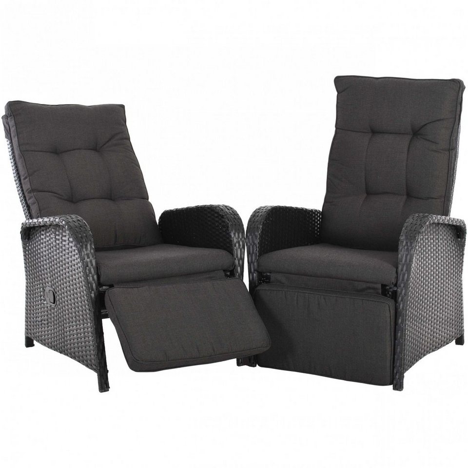 Raburg Gartensessel »Gartenstuhl 2er Set JULIA – Polyrattan Relax Sessel, Easy-Lift – stufenlos verstellbar, wetterbeständig in edlem seidenmatt…