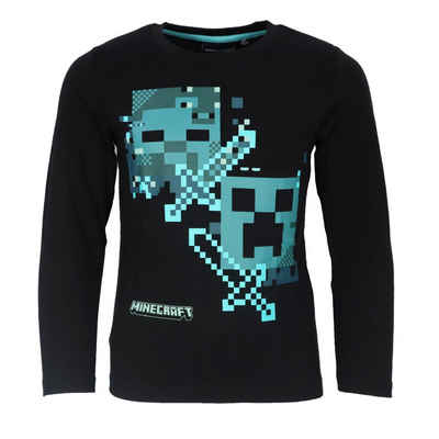 Minecraft Langarmshirt Minecraft Creeper Zombie Kinder Jungen Langarm Shirt Gr. 116 bis 152, 100% Baumwolle