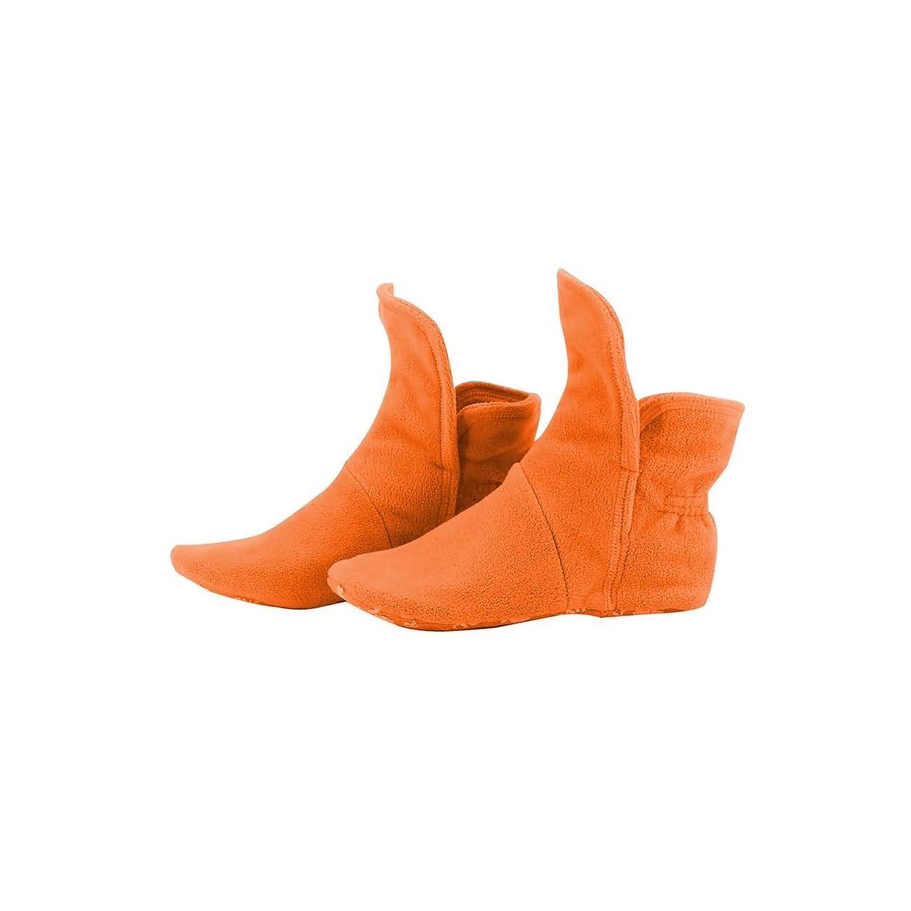 aus Sohle mit Hausstiefel Hausschuh Hüttenschuhe Micro ABS RAIKOU Rutschfester Fleece flauschige Haussocken Orange super und