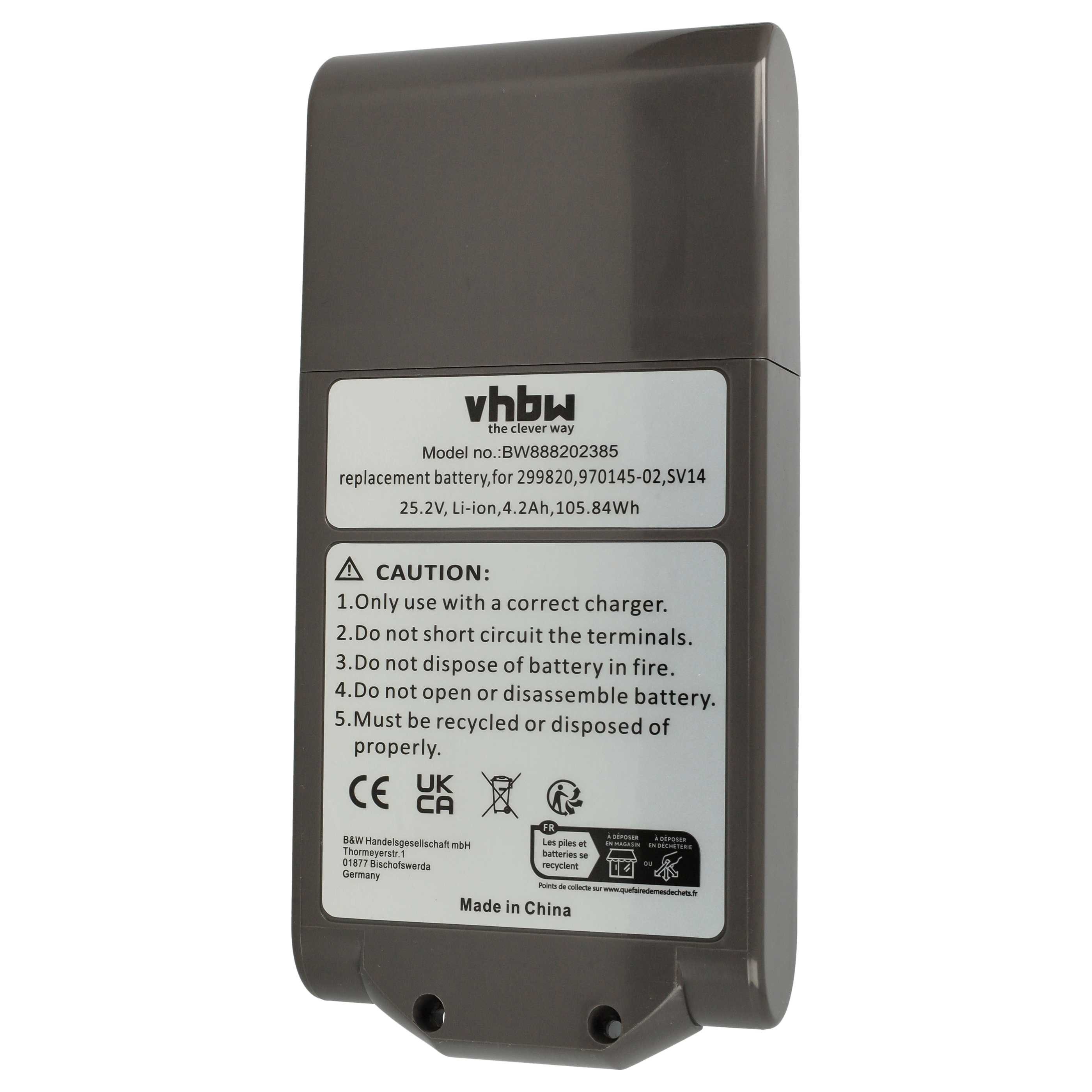 vhbw Akku passend für Dyson V11 Torque, V11 Total Clean Staubsauger / Staubsauger-Akku Akku Li-Ion 4200 mAh (25,2 V), Leistungsfähiger Austausch-Akku für Ihren Staubsauger