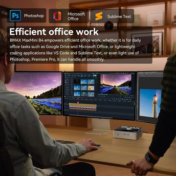 BMAX Mini-PC (Intel Intel 12. Gen N95, Intel UHD Graphics, 16 GB RAM, 512 GB SSD, Mini pc intel 12. Gen n95 16gb gigabit etherne gigabit etherne)