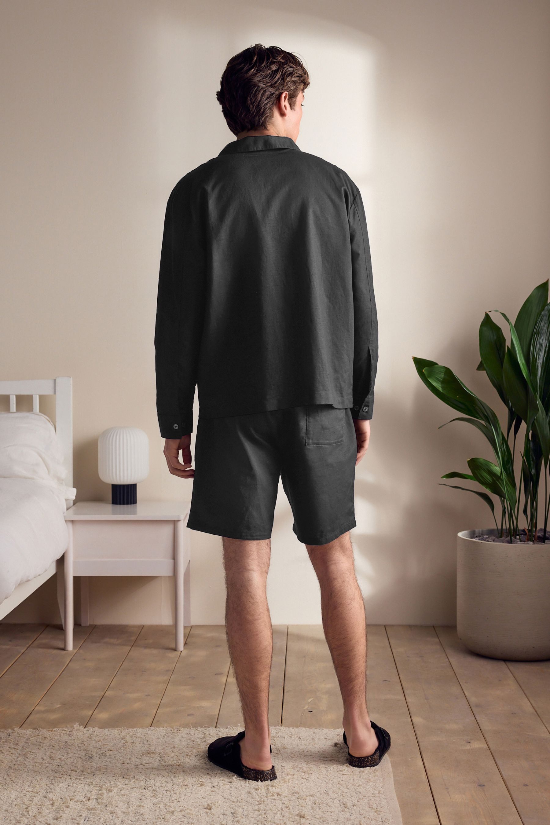 Next Pyjama Kurzer Schlafanzug aus Leinen-Baumwollmix günstig online kaufen