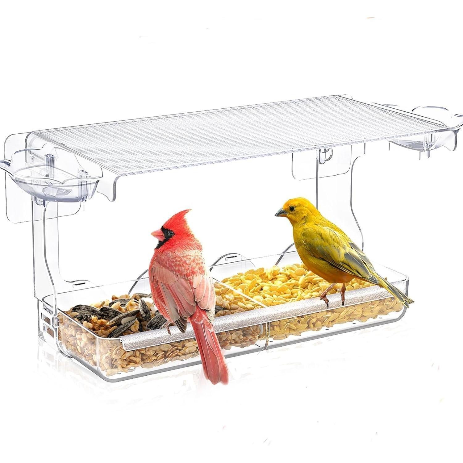 LuxusKollektion Vogelhaus Großes Vogelhaus für Vögel mit Vogeltränke 24.5x10x14cm Transparent