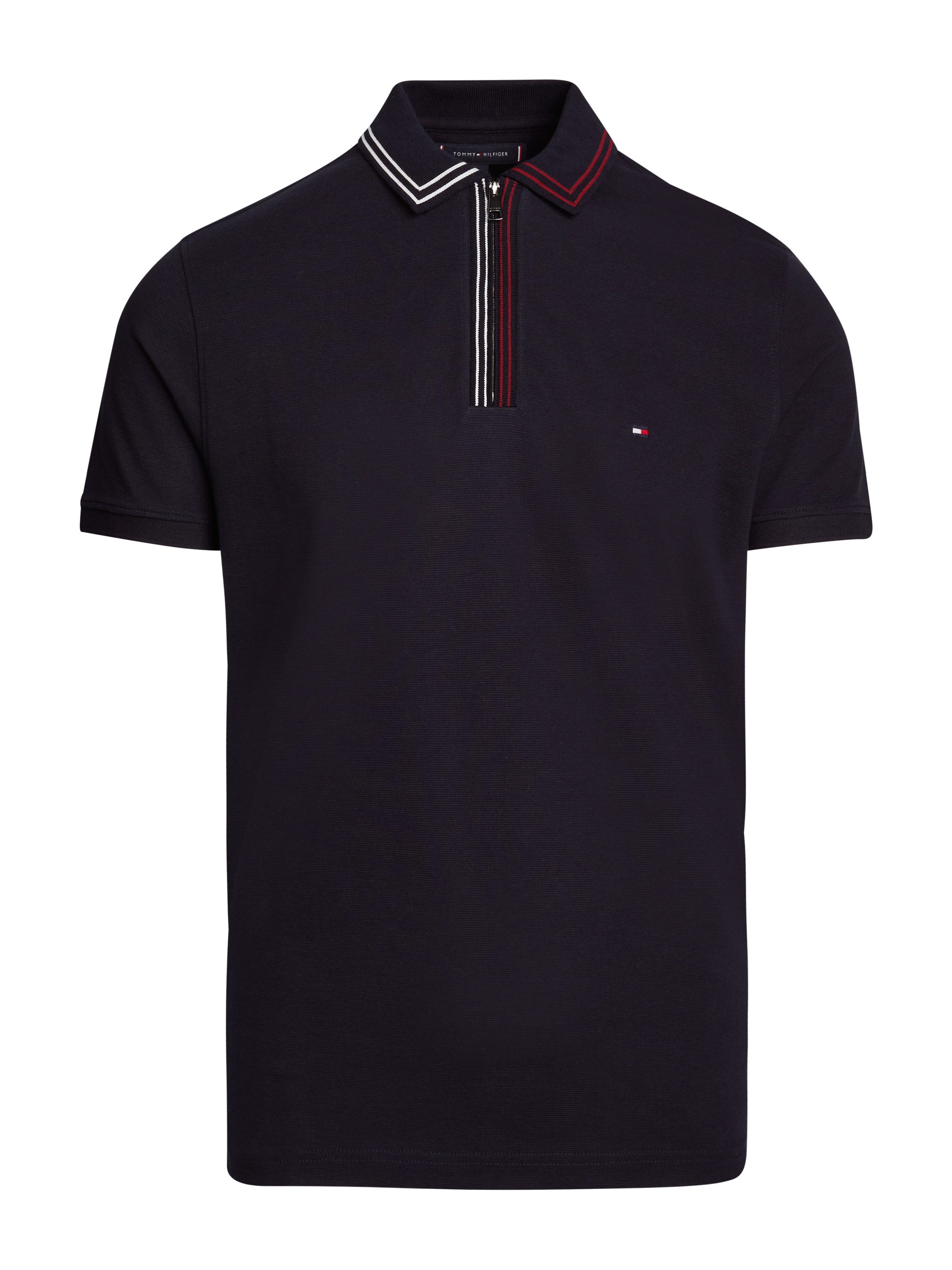 Tommy Hilfiger Poloshirt RWB ZIP PLACKET TIPPING REG POLO mit kontrastfarbenen Streifen am Kragen
