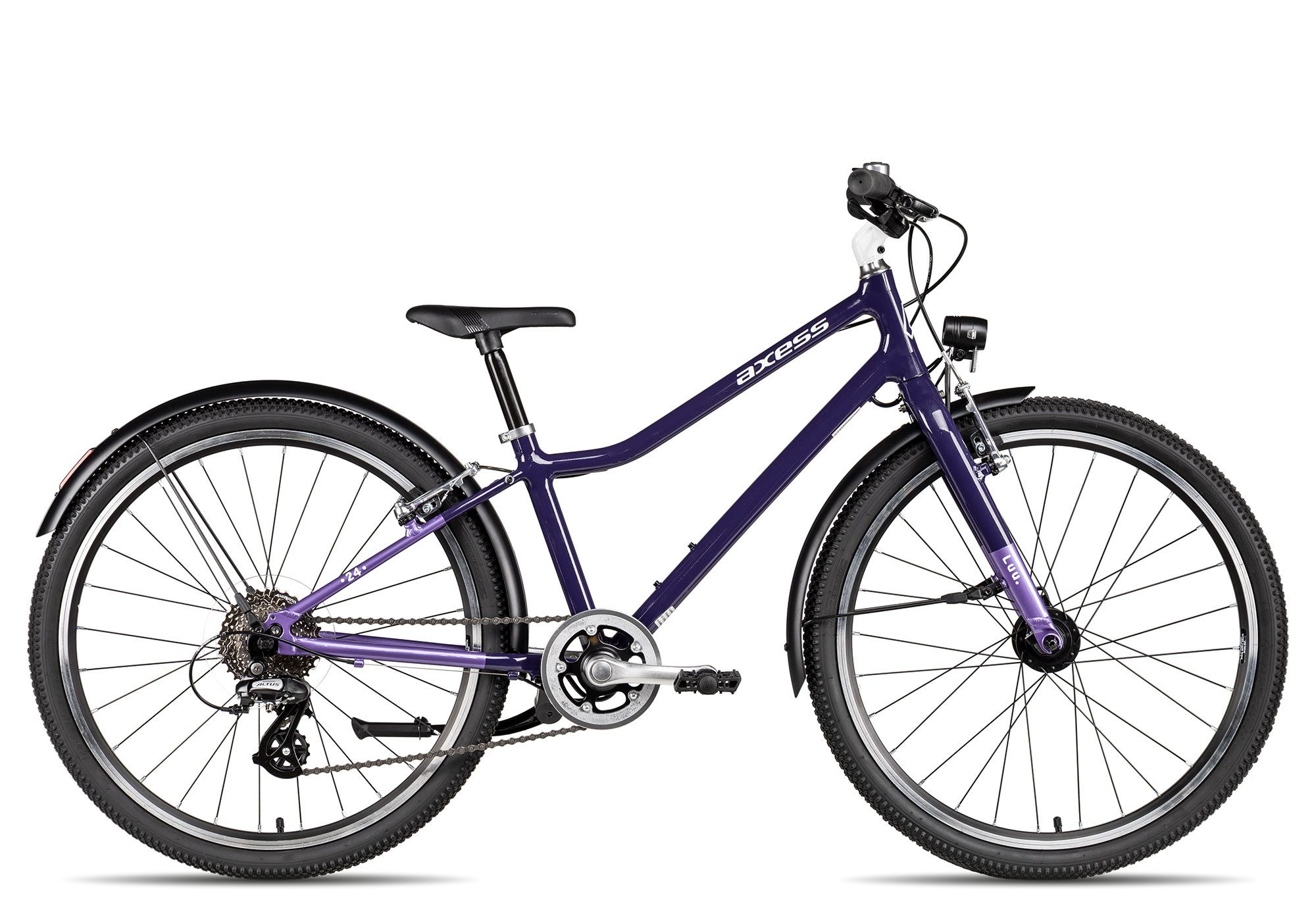 Axess Kinderfahrrad LUU. 24 EQ, 8 Gang Shimano Altus RD-M310-L Schaltwerk, Kettenschaltung, leichter Aluminiumrahmen violett/rosa