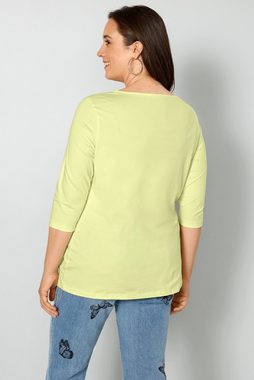 MIAMODA Rundhalsshirt T-Shirt V-Ausschnitt mit Spitze