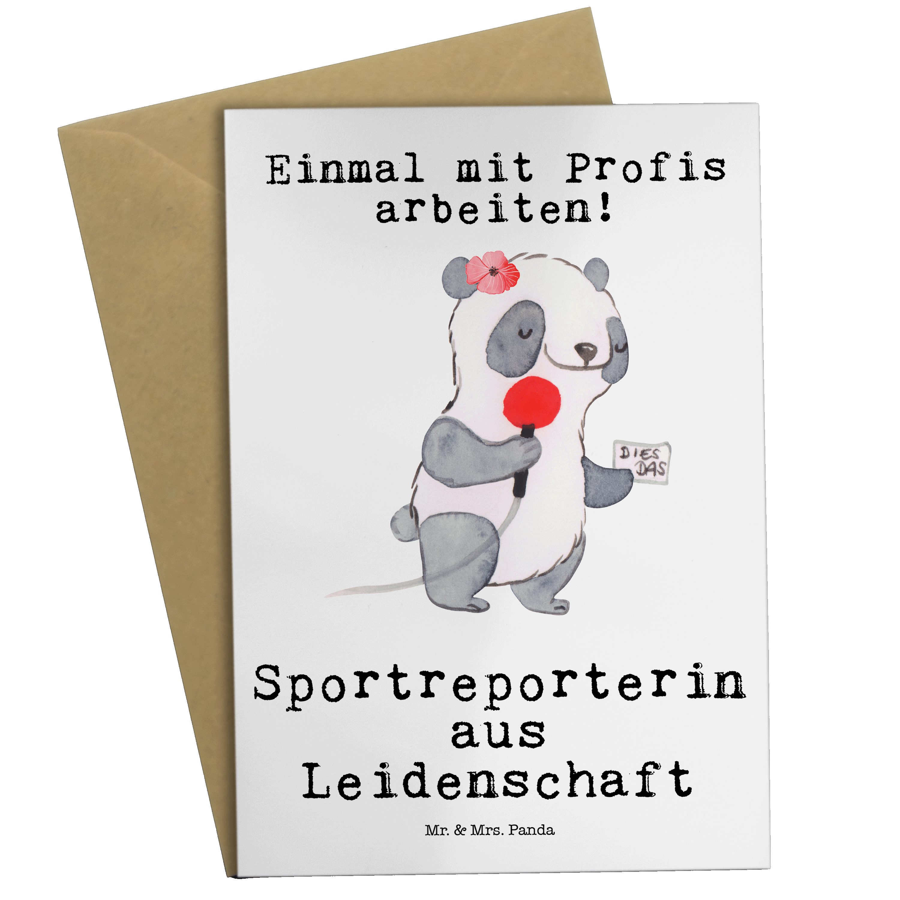 Mr. Glückwunschkarte - & Mrs. Geschenk, Grußkarte Leidenschaft Panda - aus Sportreporterin Weiß