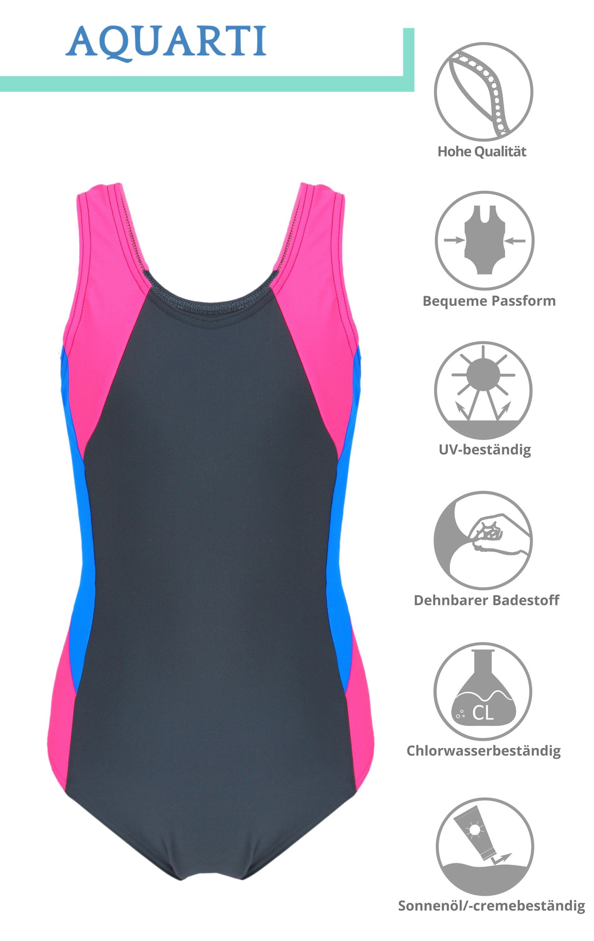 Aquarti Badeanzug Aquarti Mädchen Badeanzug mit Ringerrücken