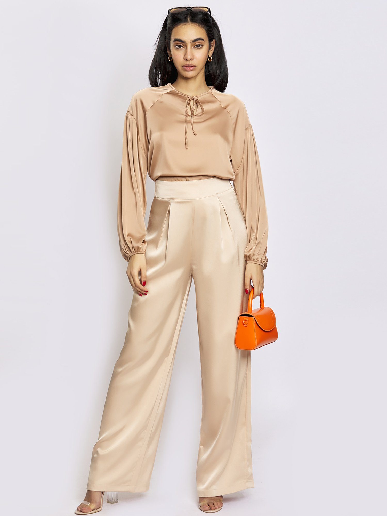 Freshlions Palazzohose Saten Pants ‘CARLINA’ Beige S