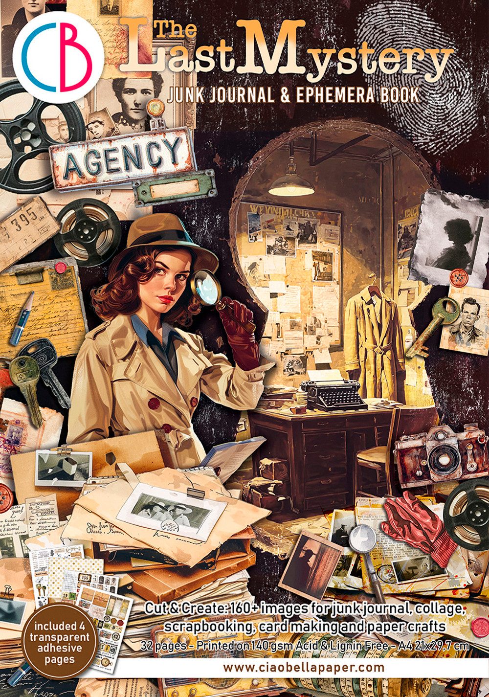 Ciao Bella Motivpapier Junk Journal & Ephemera Book The Last Mystery, 32 Blatt