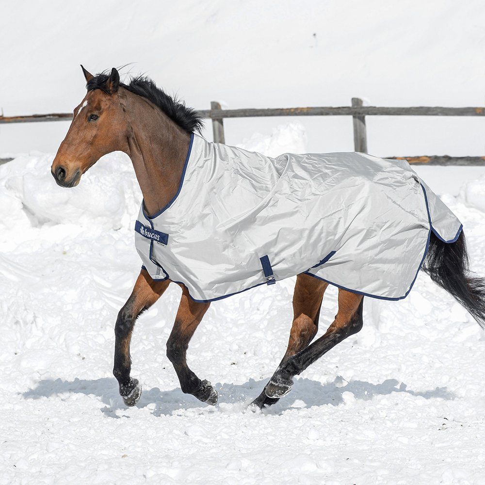 Pferde-Thermodecke Bucas Power Turnout Extra High Neck 300g - silver