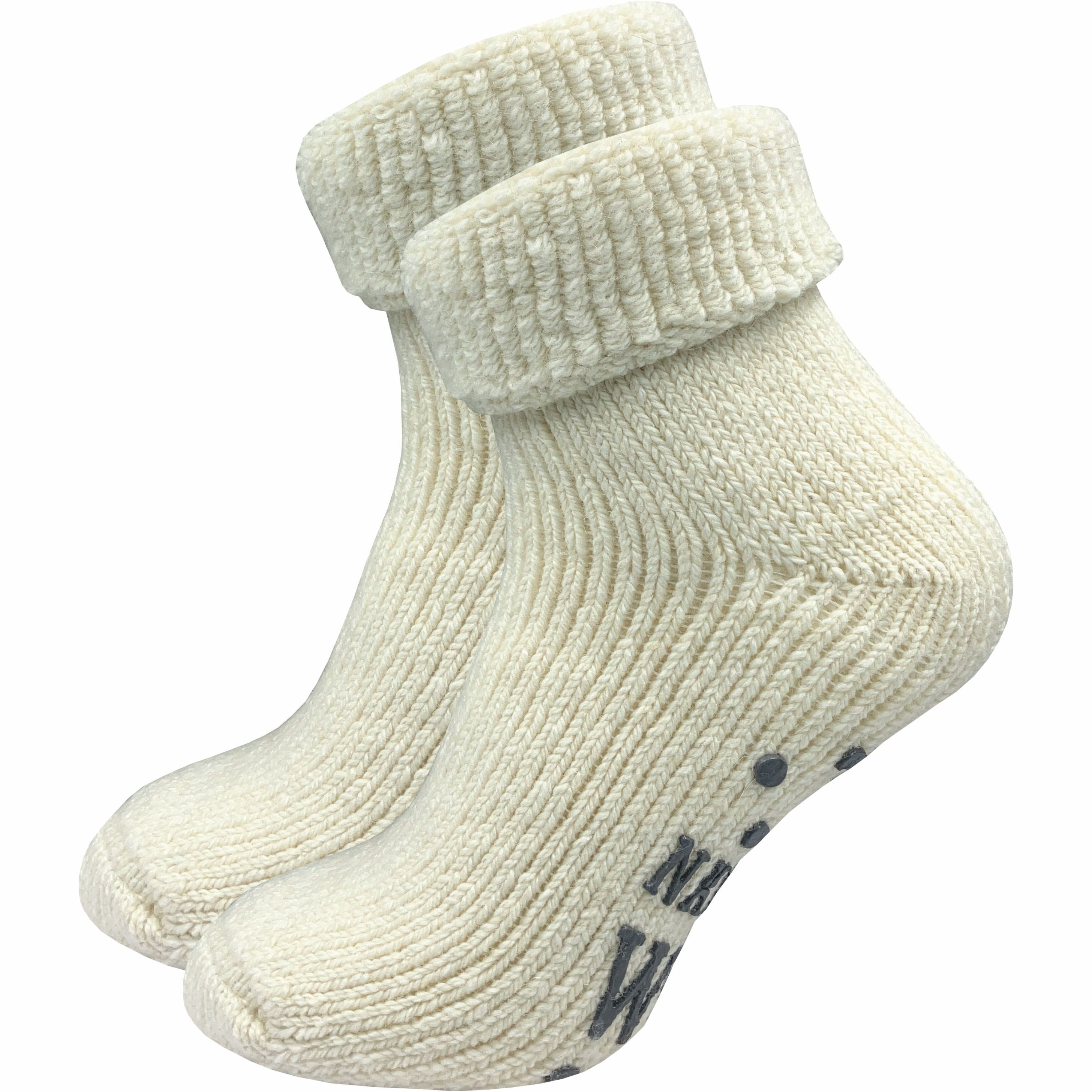 GAWILO ABS-Socken für Damen - Rutschfeste Haussocken mit Noppen - Dicke, warme Wolle (1 Paar) Warme Kuschelsocken aus Wolle helfen gegen kalte Füße - Stoppersocken