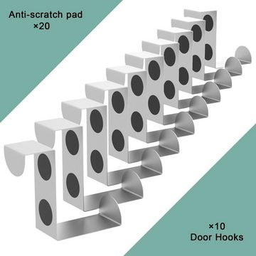 Intirilife Türhaken, (10er Pack, 10-St), Türhaken Set aus Edelstahl 10 Stück- Für Handtücher, Jacken, Kleidung