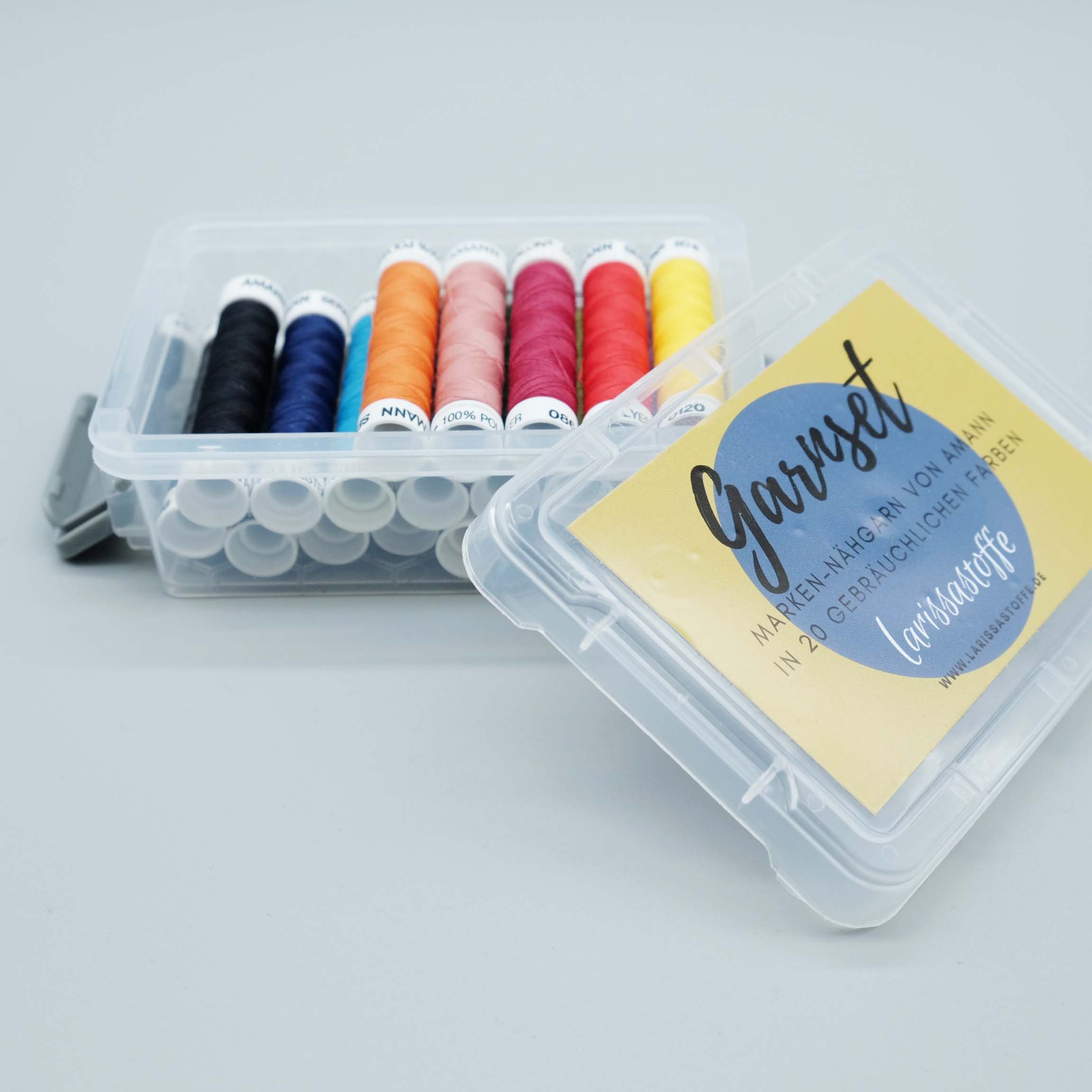 larissastoffe Nähkästchen Nähset Garnset hochwertiges Amann-Markennähgarn (Set), MADE IN GERMANY in paktischer Box – Bild 2 von 3