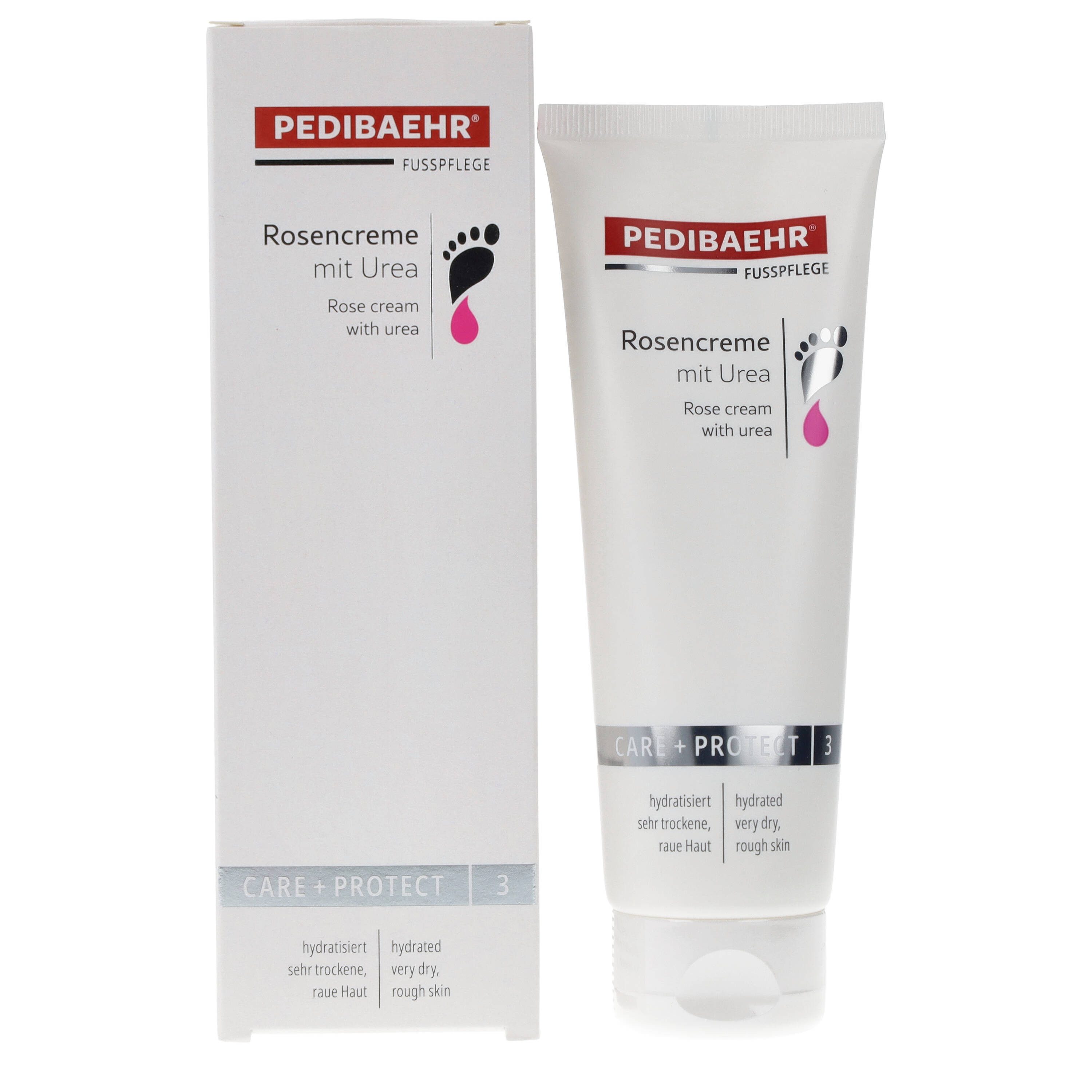Pedibaehr Fußcreme Pedibaehr Fußcreme Rosencreme mit Urea 125ml zur Regeneration, 1-tlg., pflegt trockene und rissige Fußhaut