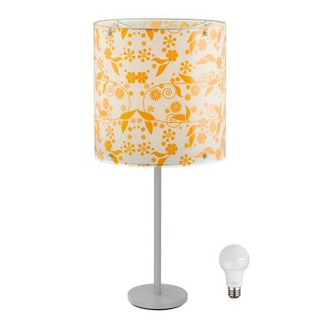 etc-shop LED Tischleuchte, Leuchtmittel inklusive, Warmweiß, Tisch Leuchte Beleuchtung Blumen Lampenschirm Lampe im Set