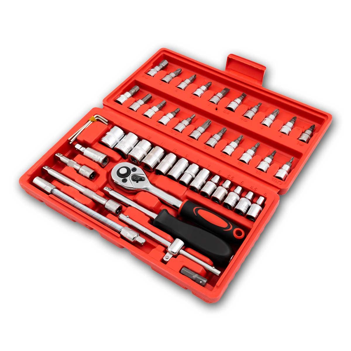 McPower Bit- und Steckschlüsselset Steckschlüssel und Bit-Set "SM-90046" 46-teilig