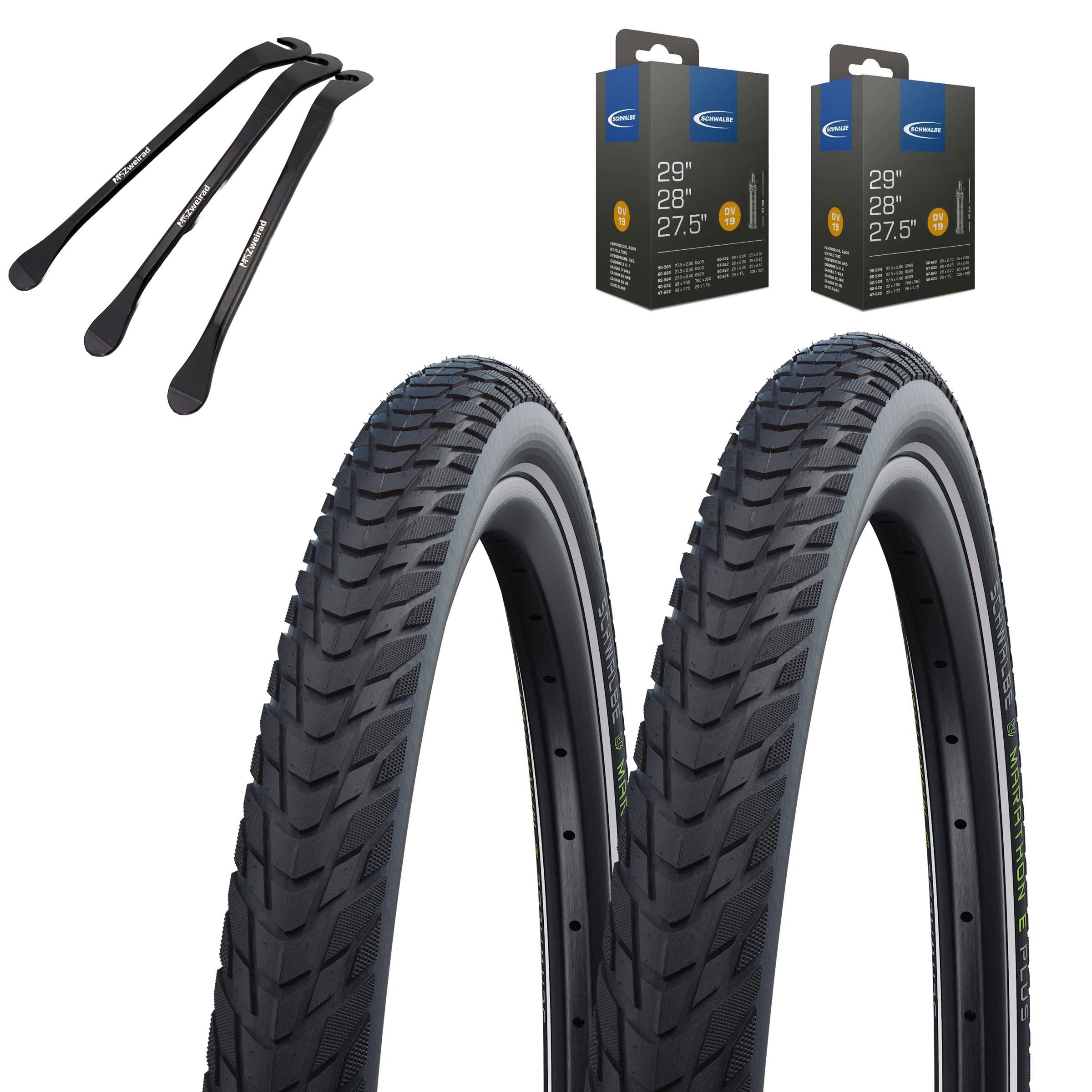 MSZweirad Fahrradreifen 2 x Schwalbe Reifen Marathon E-Plus 28 x 1,50 (40-622)“ + DV + Heber