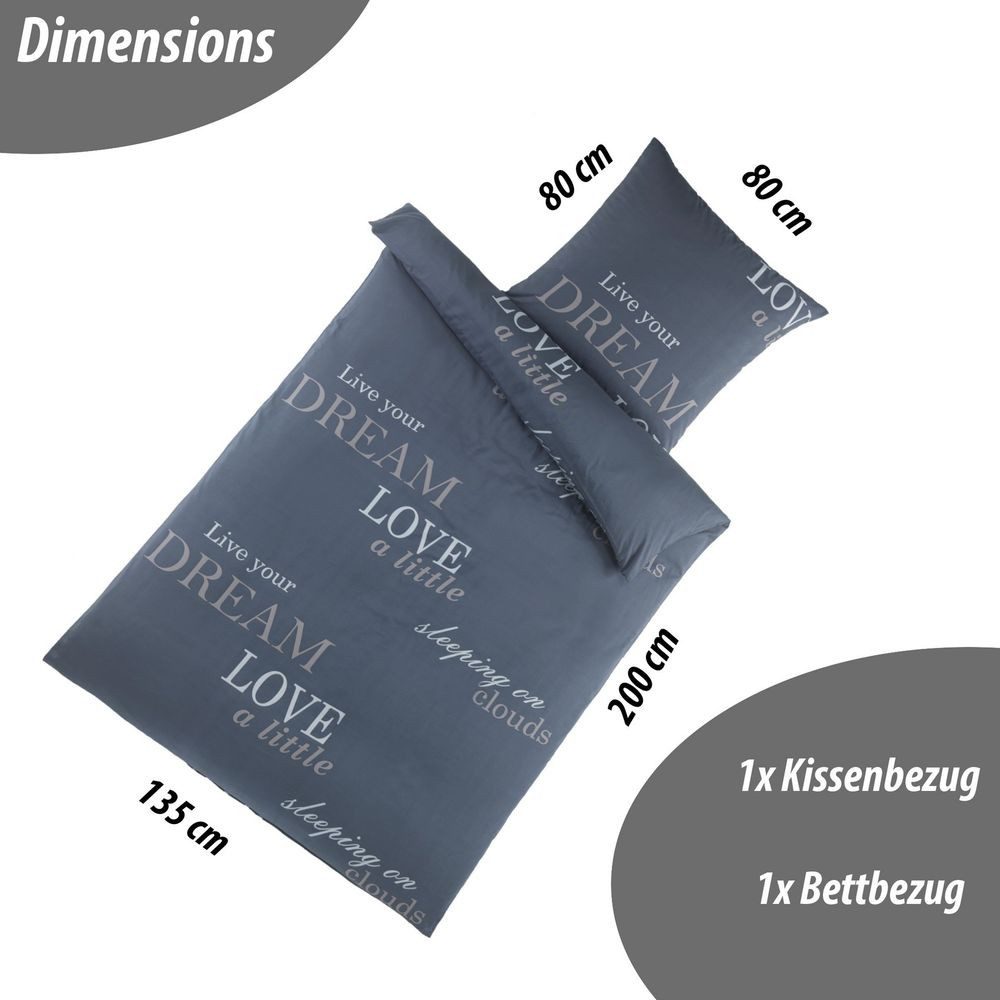 Kuscheli Bettwäsche 135x200 + 80x80 cm atmungsaktiver Bettbezug, moderne Designs, Für Allergiker geeignet, pflegeleicht, angenehm weicher Stoff