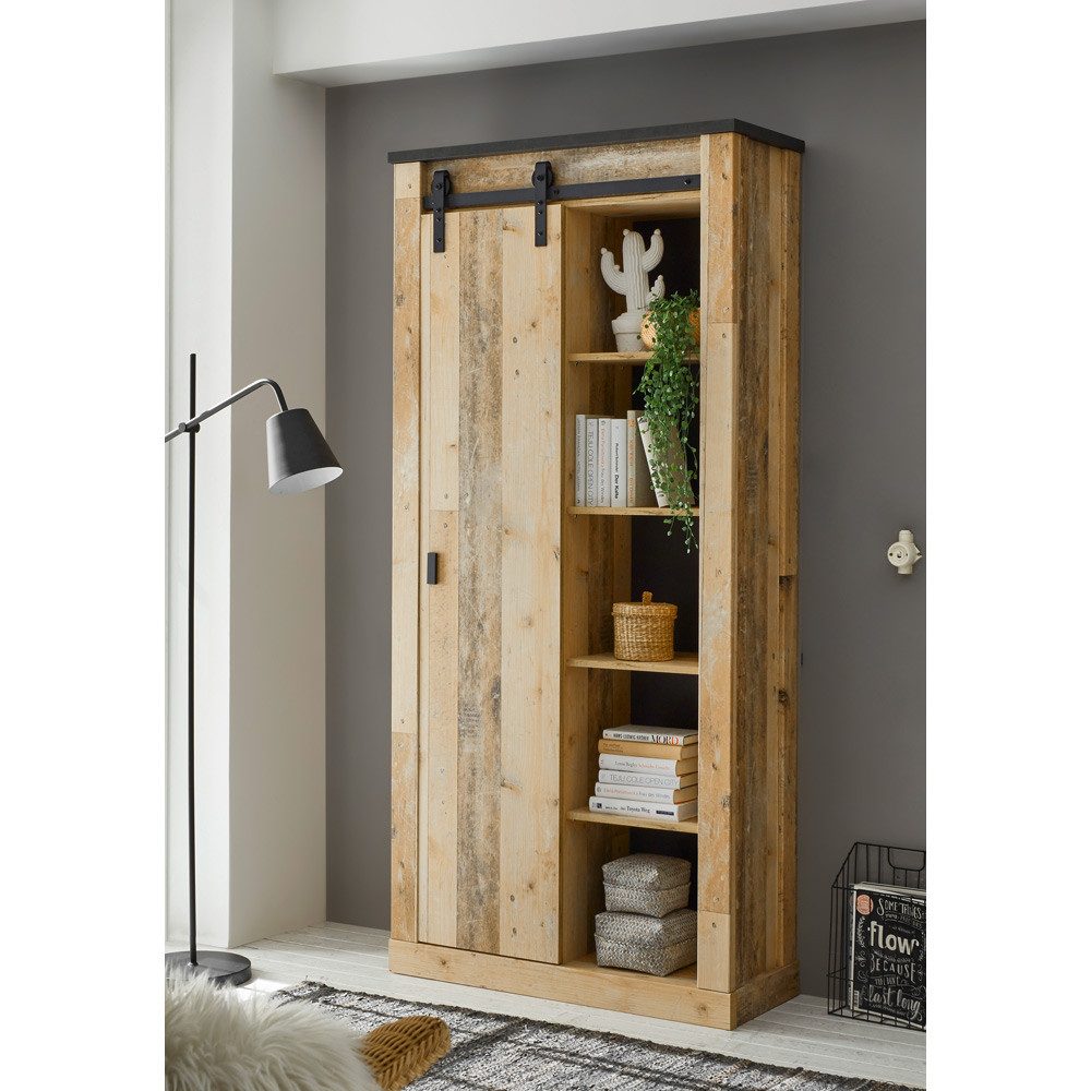 Lomadox Mehrzweckschrank SHELTON-61 Stauraumschrank in Old Style hell Nb. m günstig online kaufen