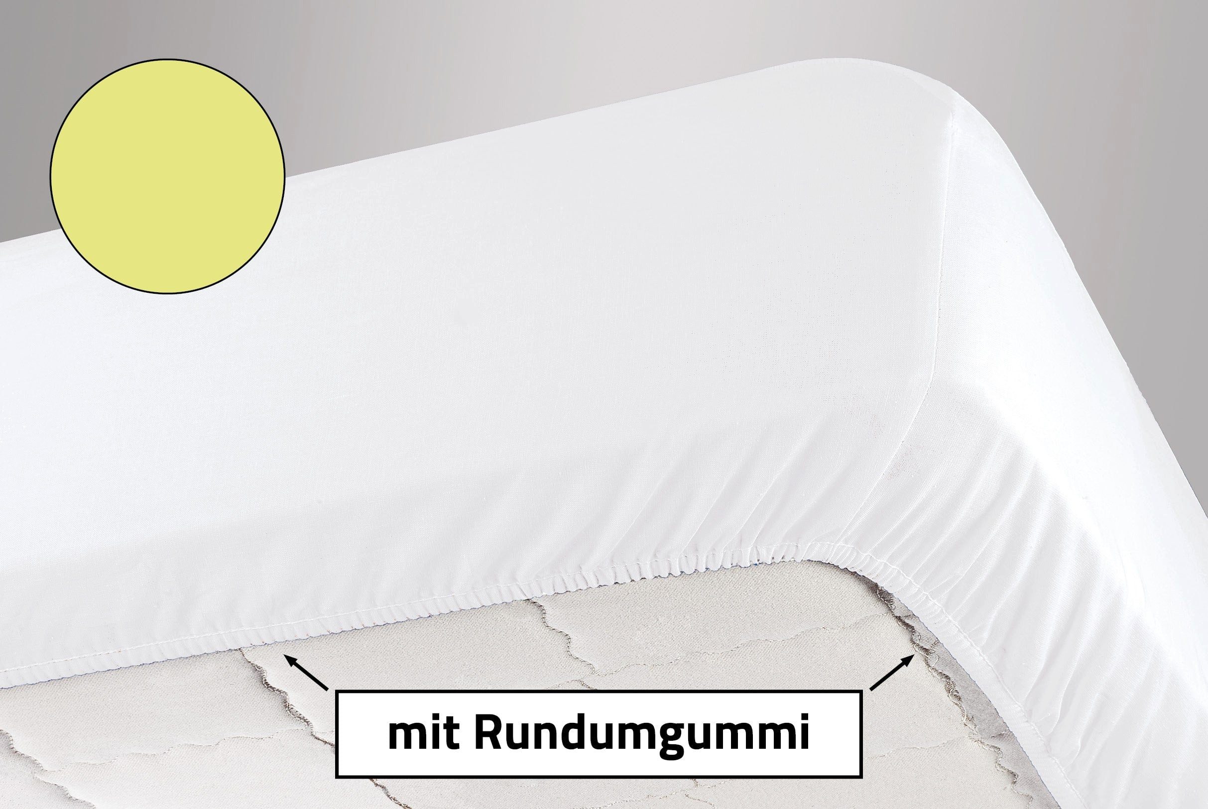 Dormisette Spannbettlaken Premium aus Baumwolle, Gummizug: rundum, (1 Stück), Überlänge bis 220 cm geeignet