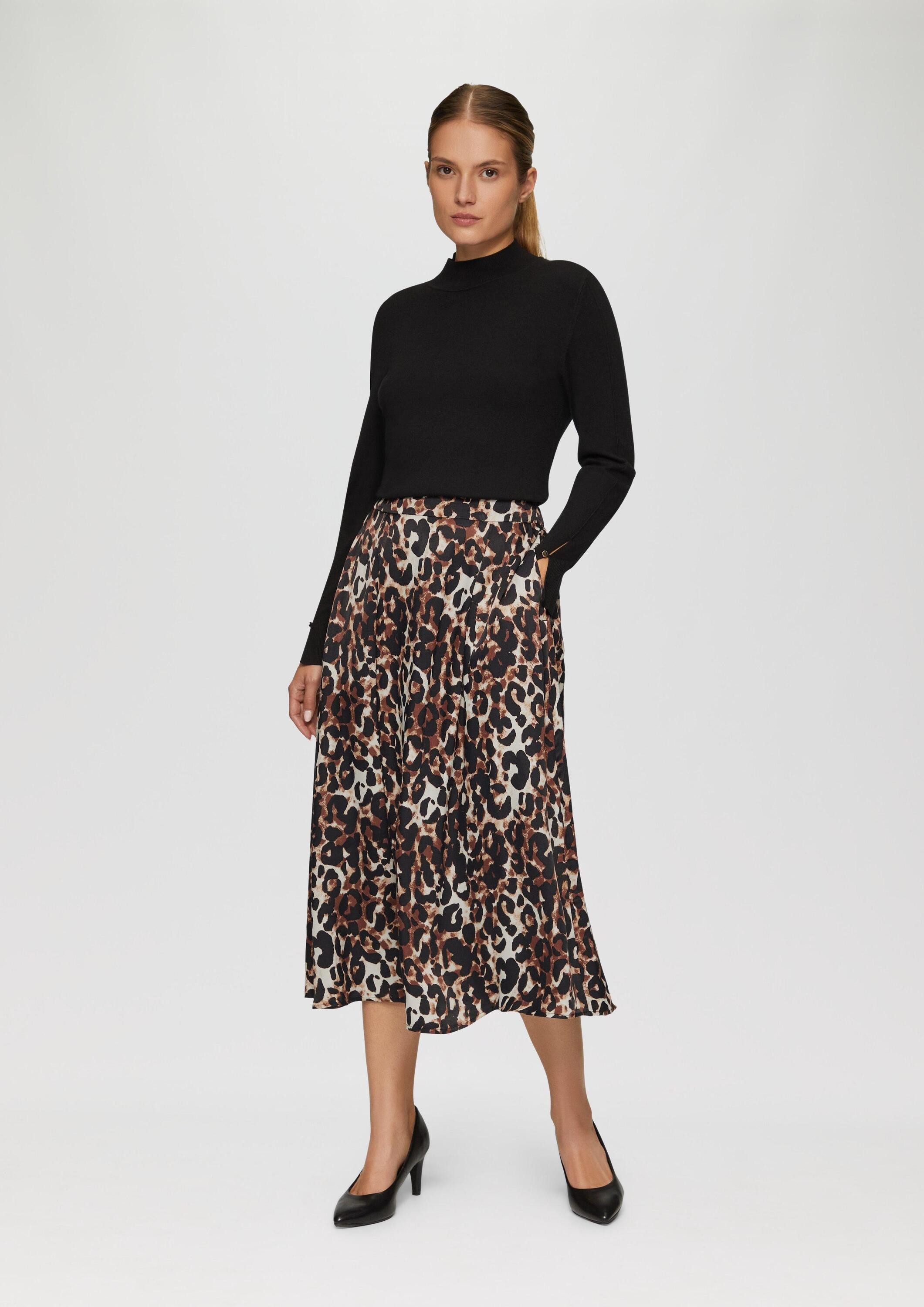 s.Oliver Maxirock Rock Midi-Rock mit Leo-Print und seitlichen Eingrifftasch günstig online kaufen