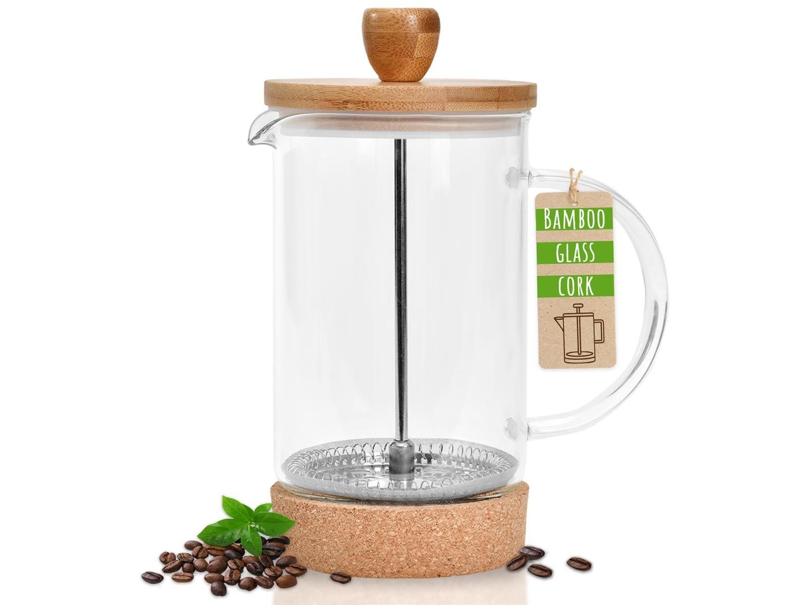 natumo French Press Kanne Natumo French Press, Kaffeepresse aus Glas