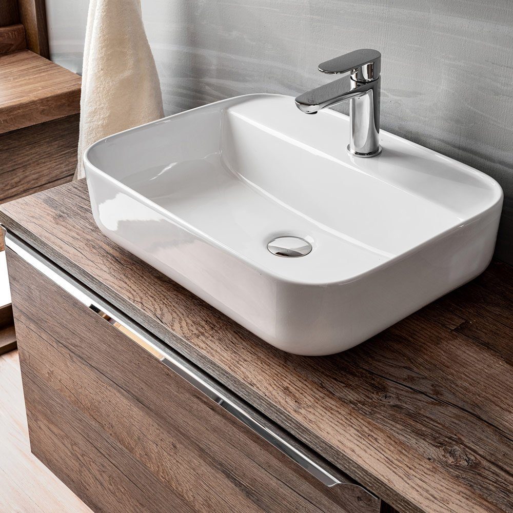 Lomadox Badmöbel-Set PUEBLA-56, (Spar-Set, 12-St), Eiche Doppelwaschtisch K günstig online kaufen