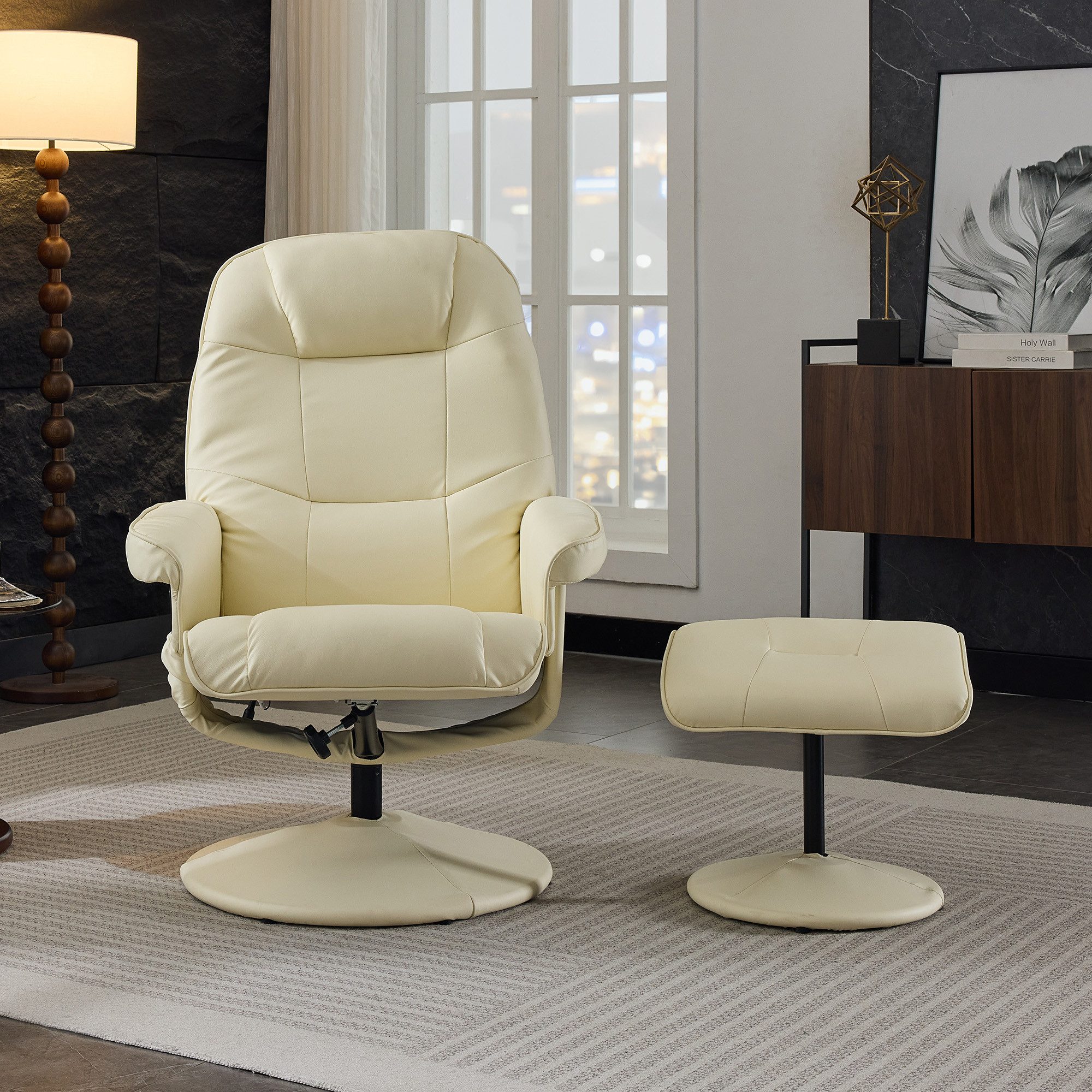 OKWISH Кресла массажные Relaxsessel,Liegesessel,mit Fußhocker (Massagesessel mit 360° Drehfunktion, Sitzheizung & 5-Punkt-Massage, Relax-Sessel mit Hocker aus Kunstleder-Leder., Relaxsessel mit Hocker), mit Relaxfunktion