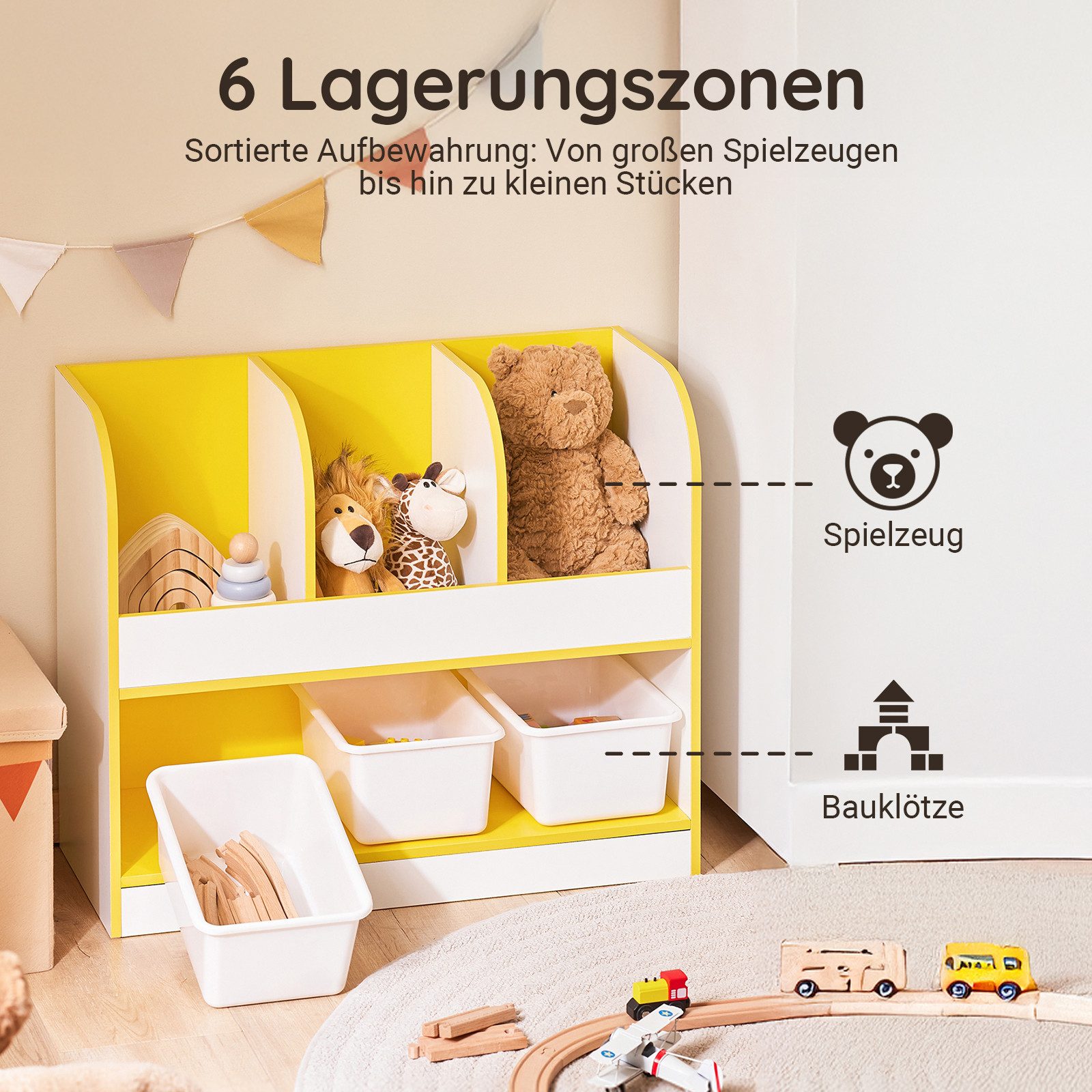 SoBuy Kinderregal KMB107, Bücherregal mit 3 Körben Aufbewahrungsregal Kinde günstig online kaufen