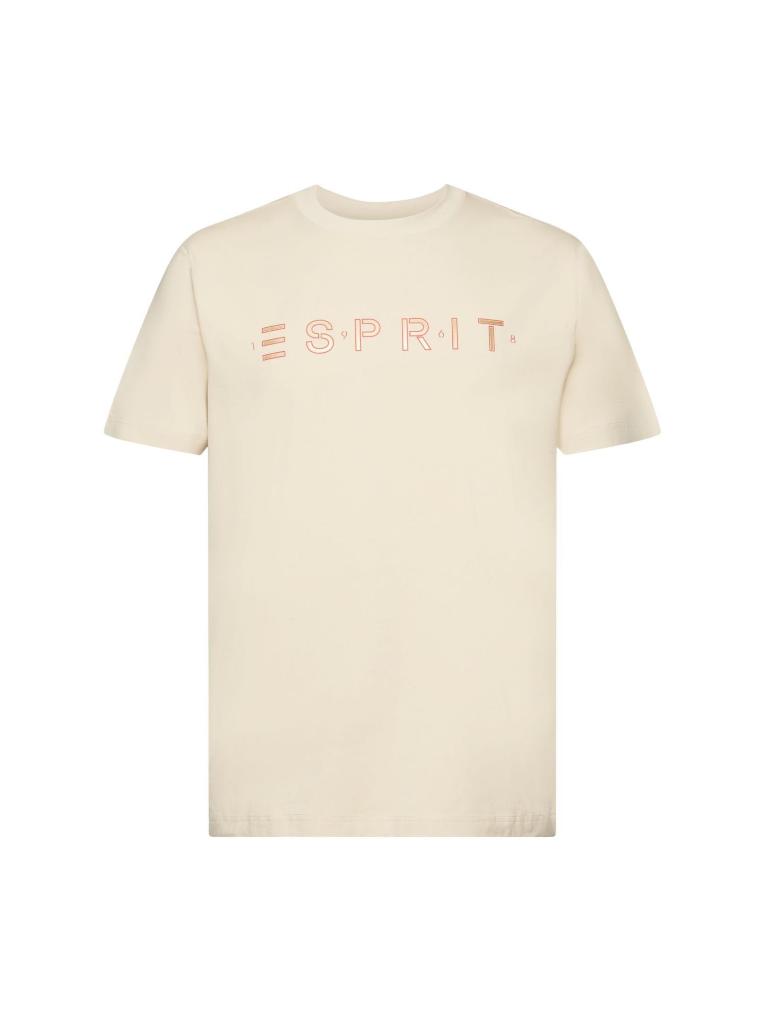 Esprit T-Shirt Logo-T-Shirt aus Baumwolljersey (1-tlg) BEIGE