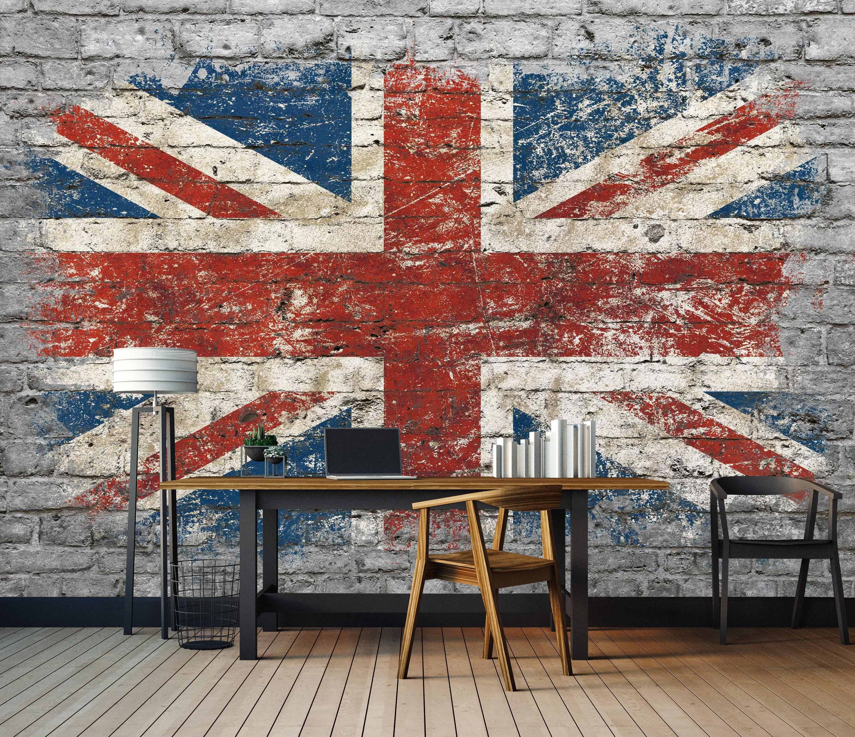 glatt, Vliestapete matt, Fototapete England, Wandtapete, Motivtapete, Flagge wandmotiv24 Ziegelwand