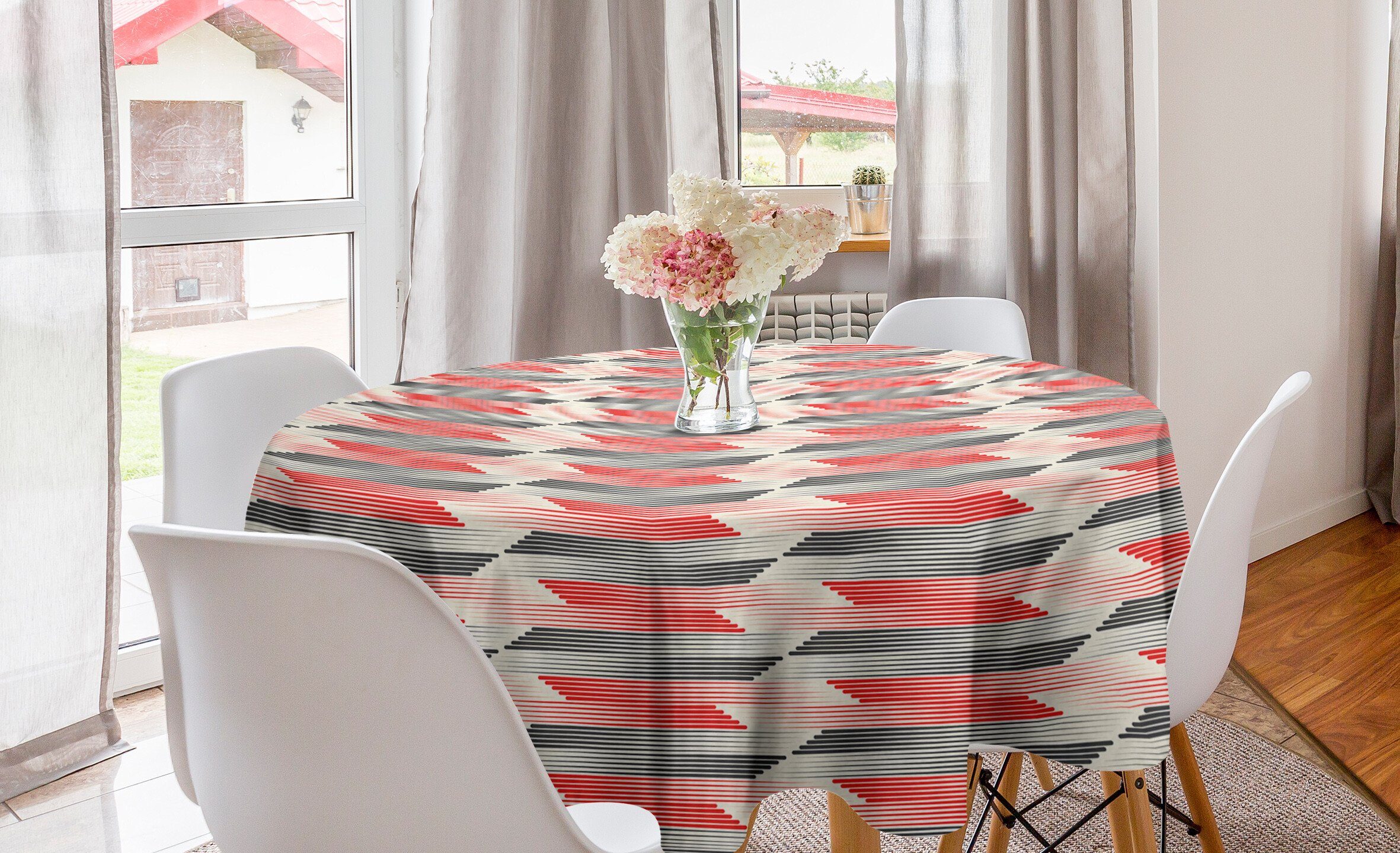 Dekoration, Gitterlinien für Modern Geometrische Kreis Tischdecke Küche Abdeckung Esszimmer Abakuhaus Tischdecke