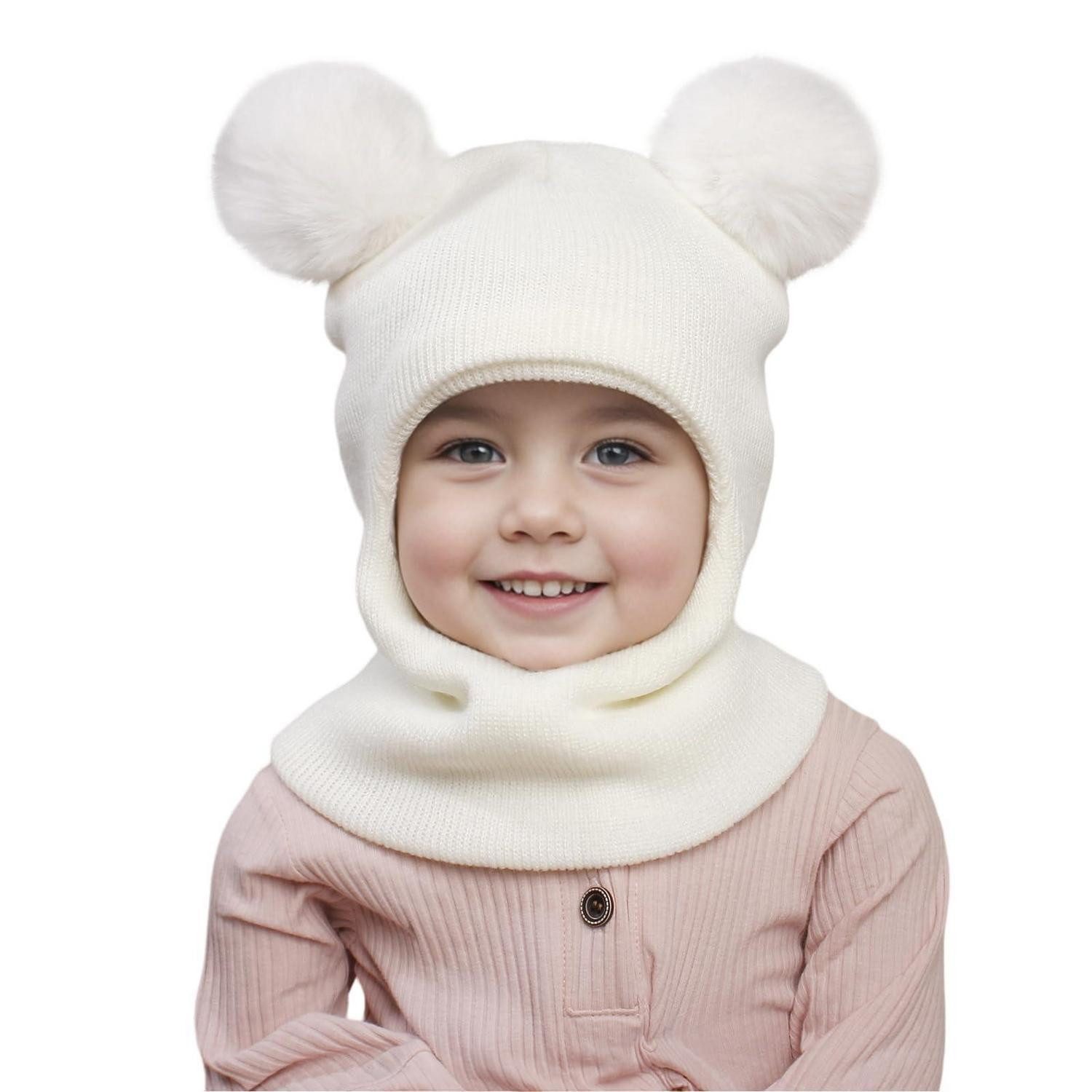 LuxusKollektion Sturmhaube Wintermütze Sturmhaube Schlupfmütze Baby Kinder Weiß
