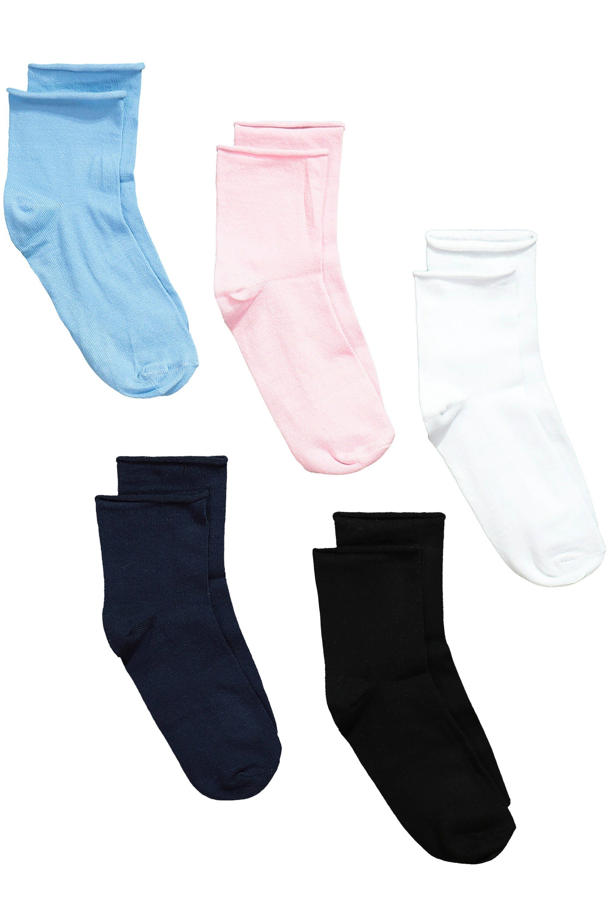 Kuschelsocken 5er-Pack Strümpfe einfarbig Rollkante