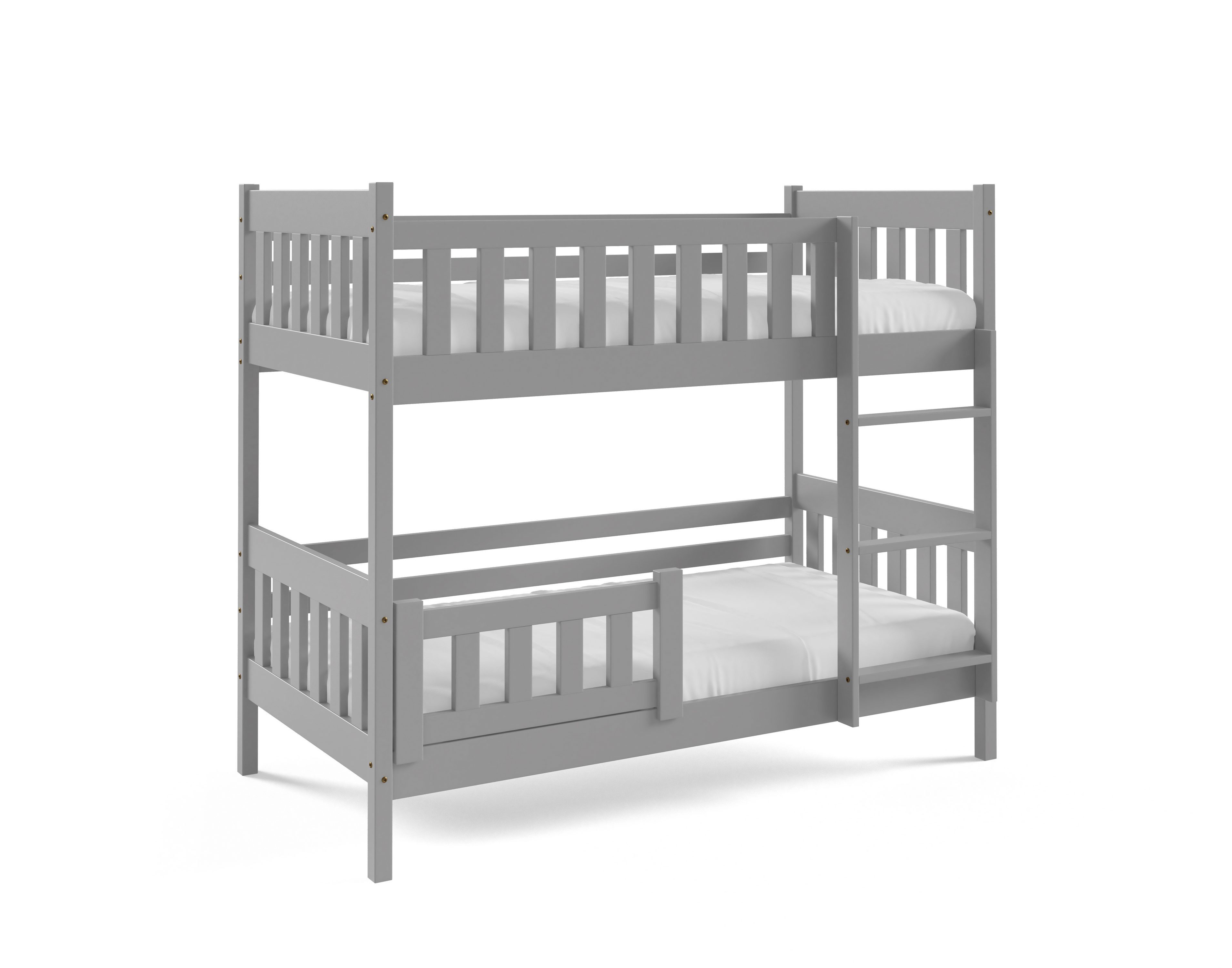 Masseno Etagenbett LUCIA 80x190 cm Hochbett Kinderbett Massivholz Grau
