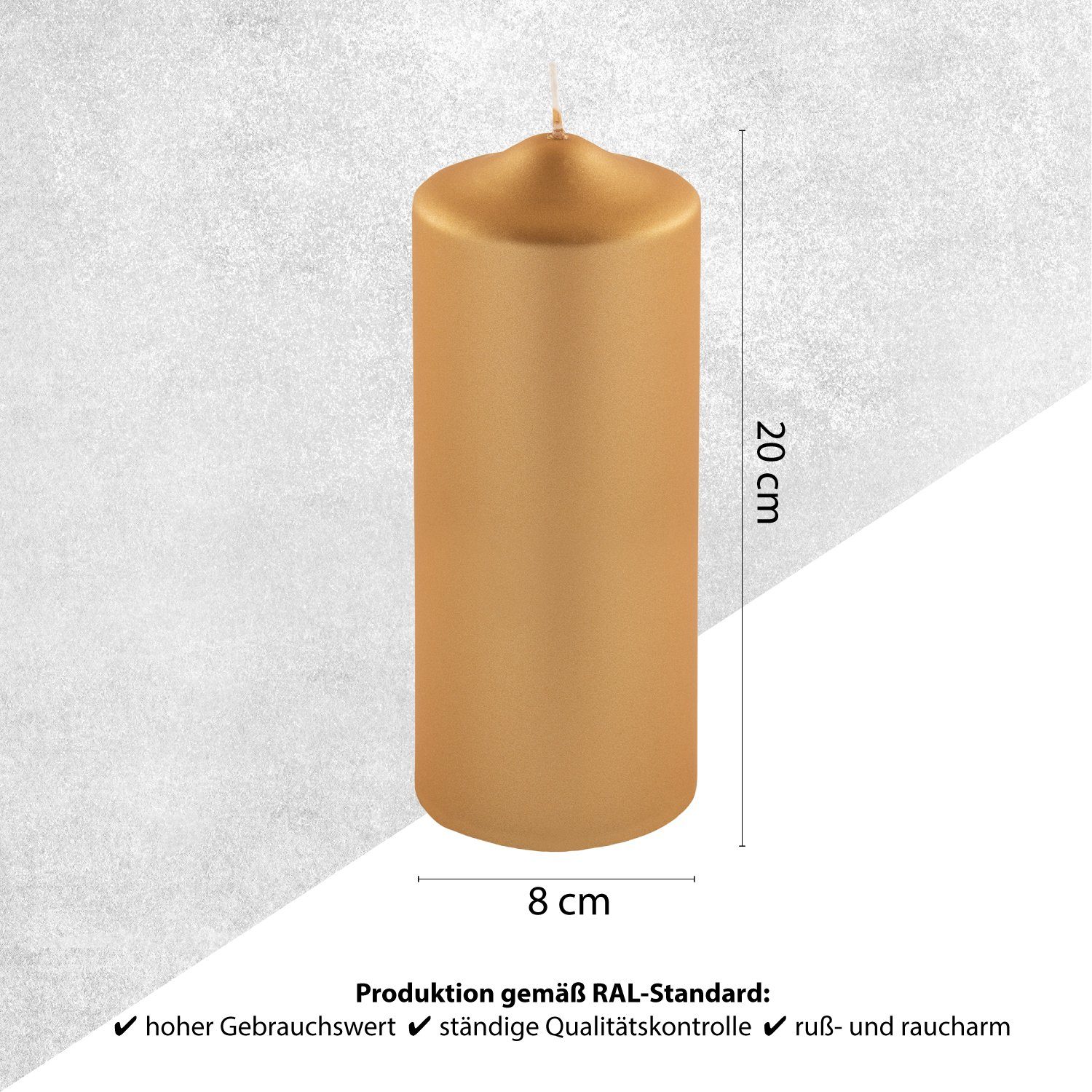 Fink Stumpenkerze FINK Stumpenkerze Candle - gold - H. 20cm x D. 8cm (1 Stü günstig online kaufen